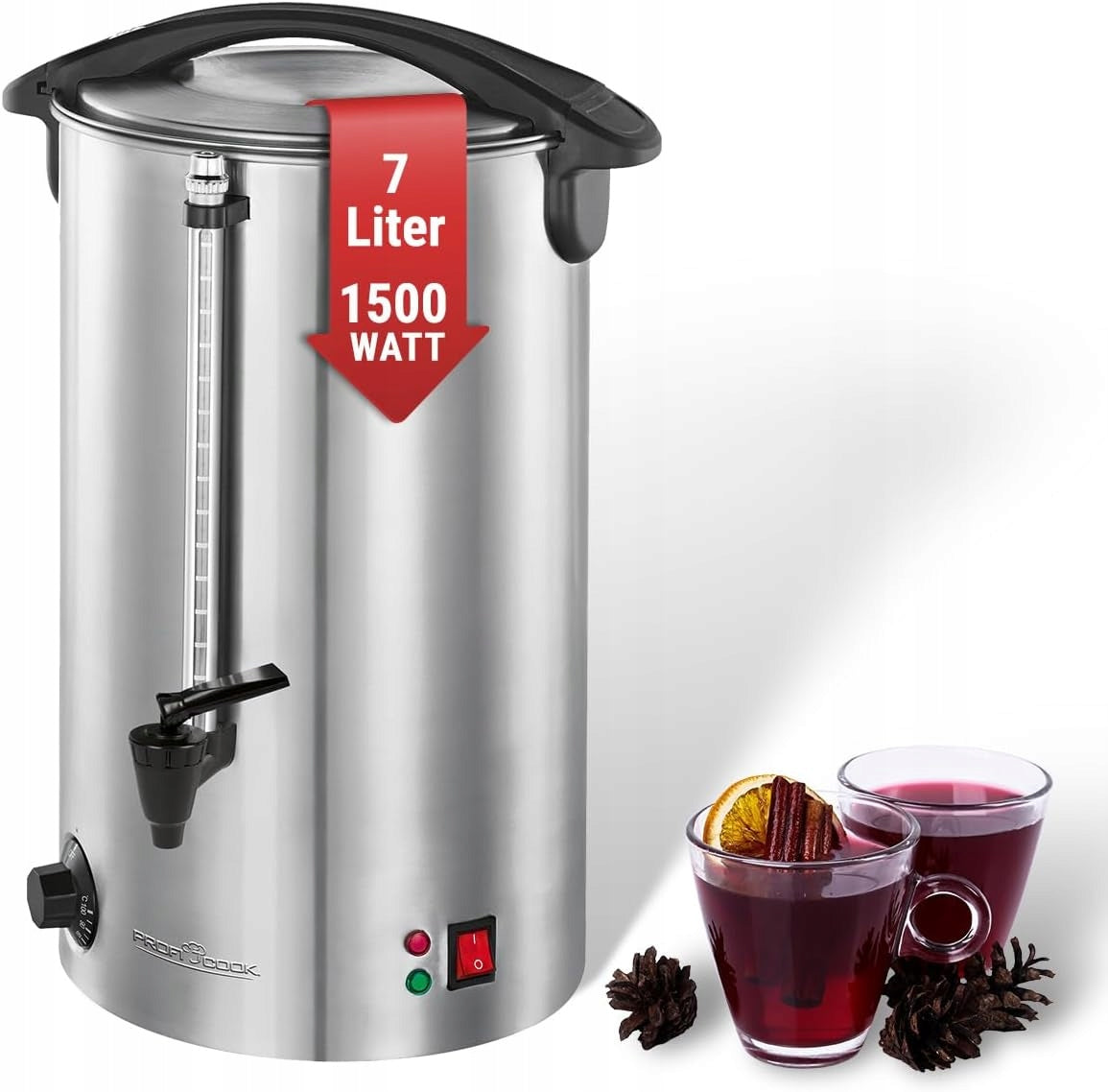 HOT BEVERAGE DISPENSER 7L 1500W STAINLESS STEEL 30-100°C PARTY