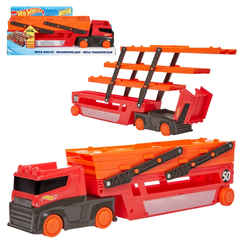 HOT WHEELS FOLDING LARGE TOW TRUCK TRANSPORTER FOR TRANSPORTING CARS 3+ GHR48
