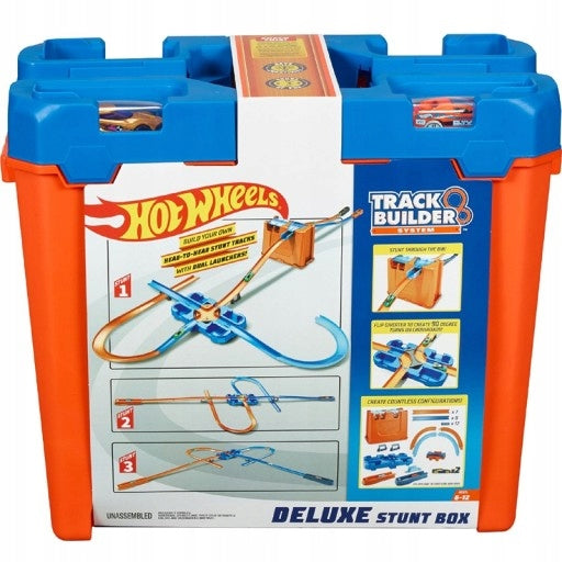 HOT WHEELS GGP93 Deluxe Stunt Kit LARGE CONTAINER + 2 VEHICLES