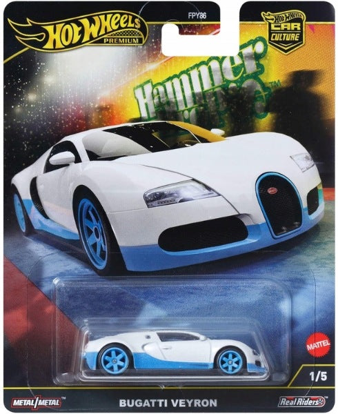 HOT WHEELS Premium Bugatti Veyron Hammer Drop 1/5 White-Blue