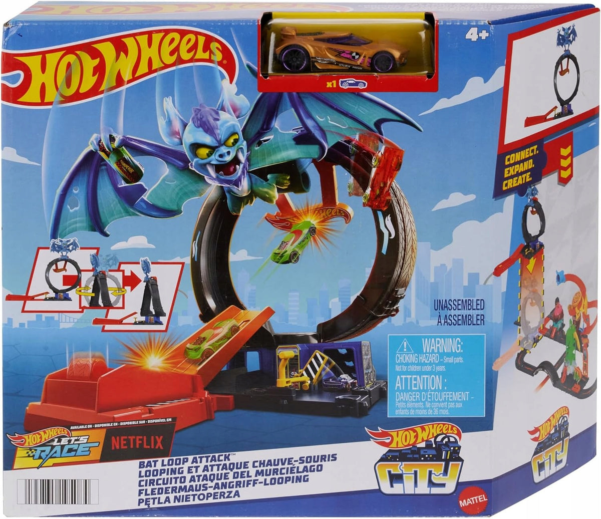 HOT WHEELS SET BAT LOOP set with loop, launcher + CAR Packaging status original