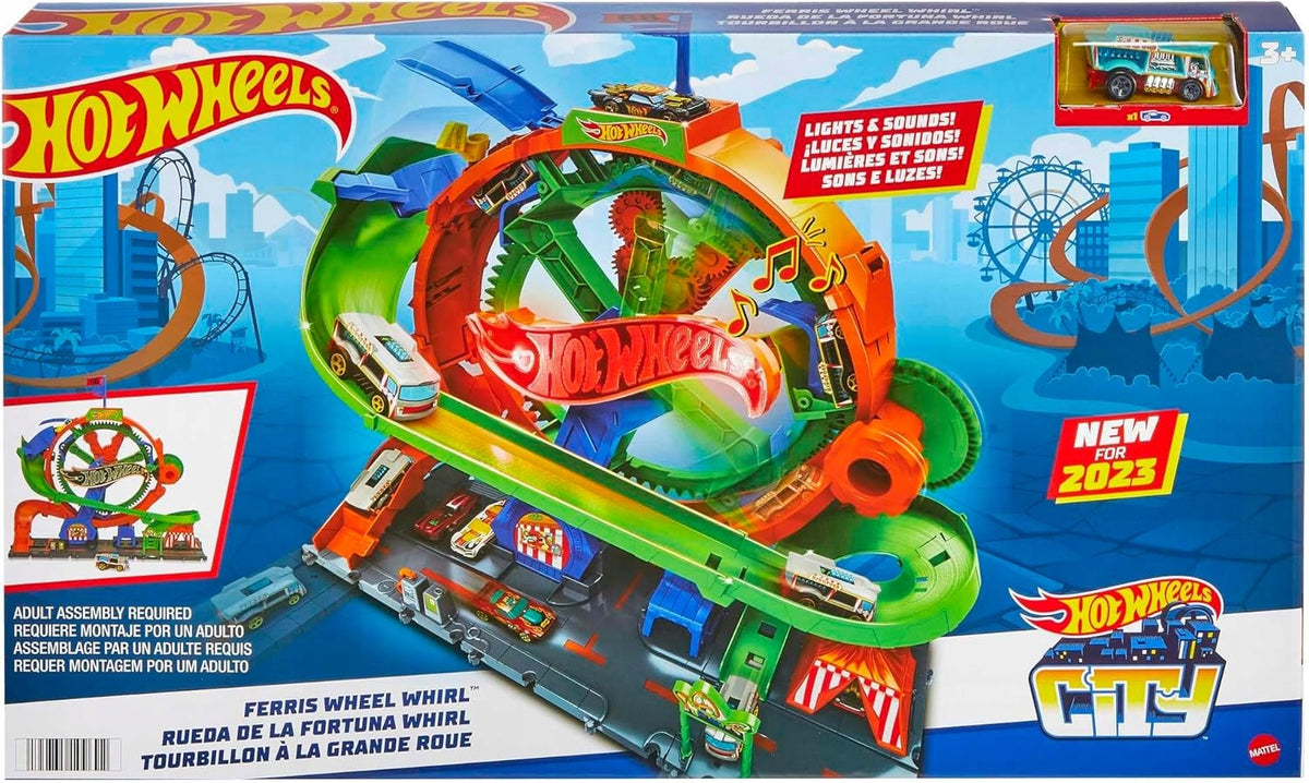 HOT WHEELS SET CAR TRACK LOOP FERRIS WHEEL LIGHT SOUND +AUTO