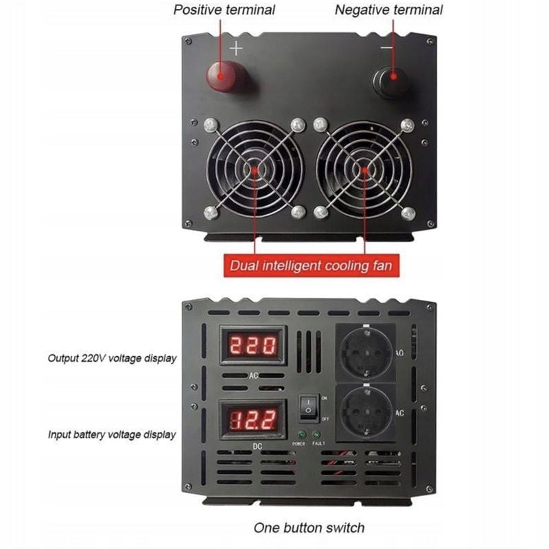 HOULI 12 V to 230 V converter, 4000 W/8000 W, pure sine wave Brand Houli