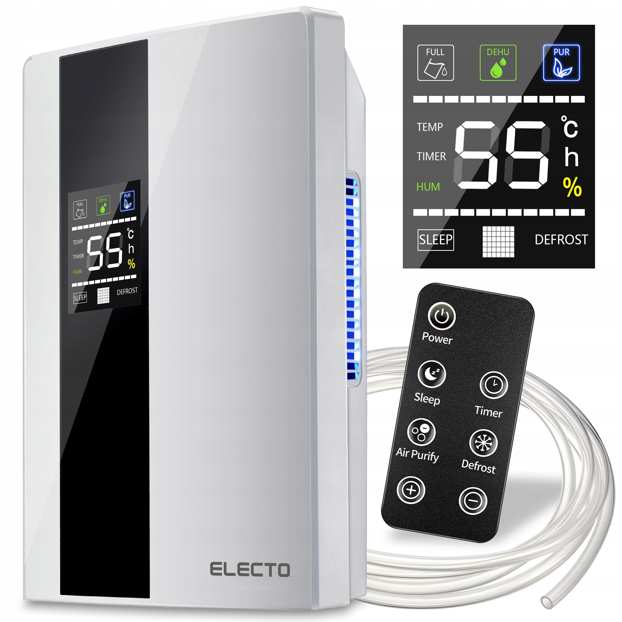 HOUSEHOLD DEHUMIDIFIER MOISTURE ABSORBER 90W 35dB TIMER + REMOTE CONTROL ELECTO