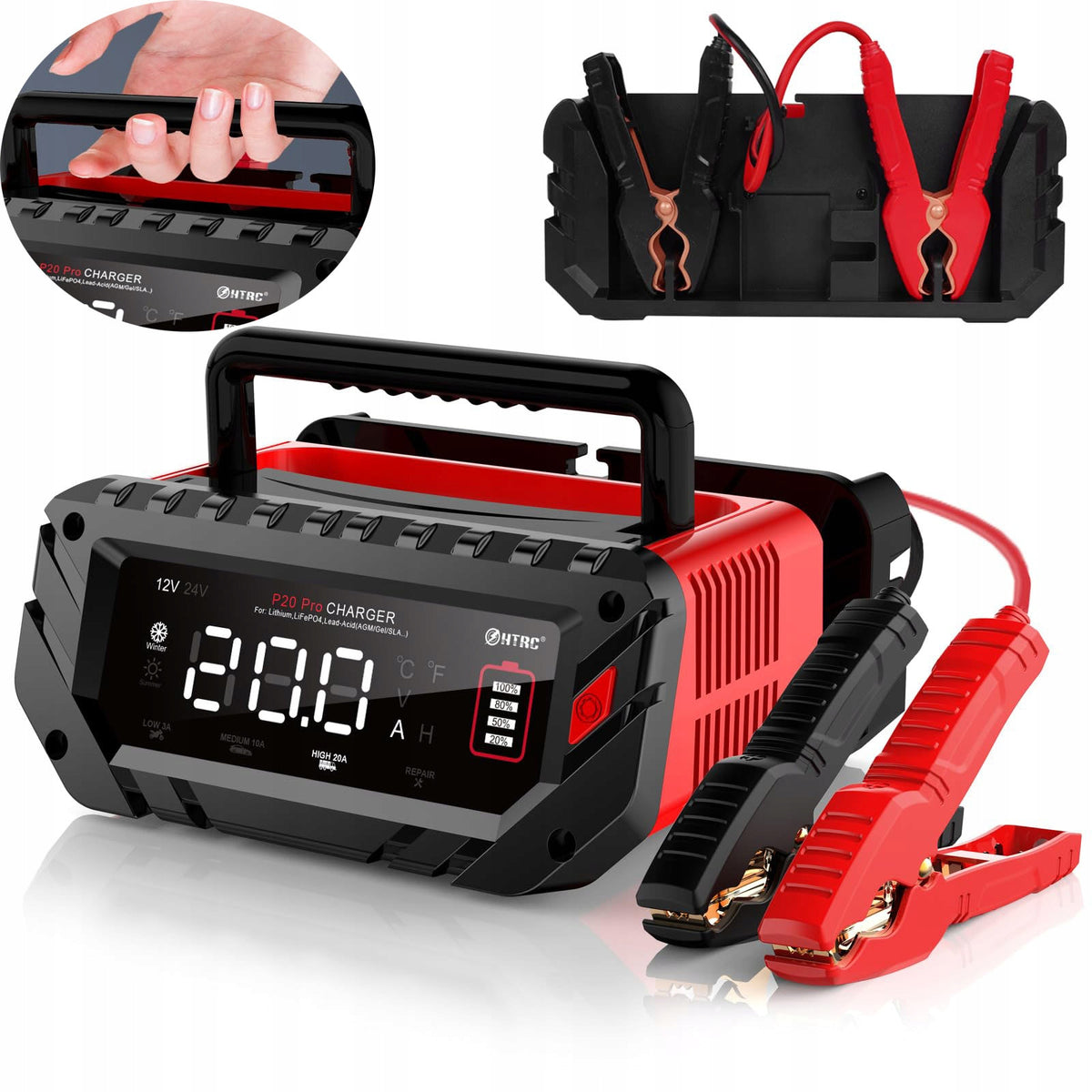 HTRC 12 V/24 V, 20 A Car Battery Charger Maximum amperage 20 A