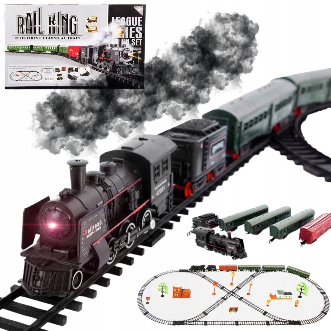 HUGE ELECTRIC RAILWAY 7m RAIL KING SMOKE TRACK TRAIN WAGONS LIGHT