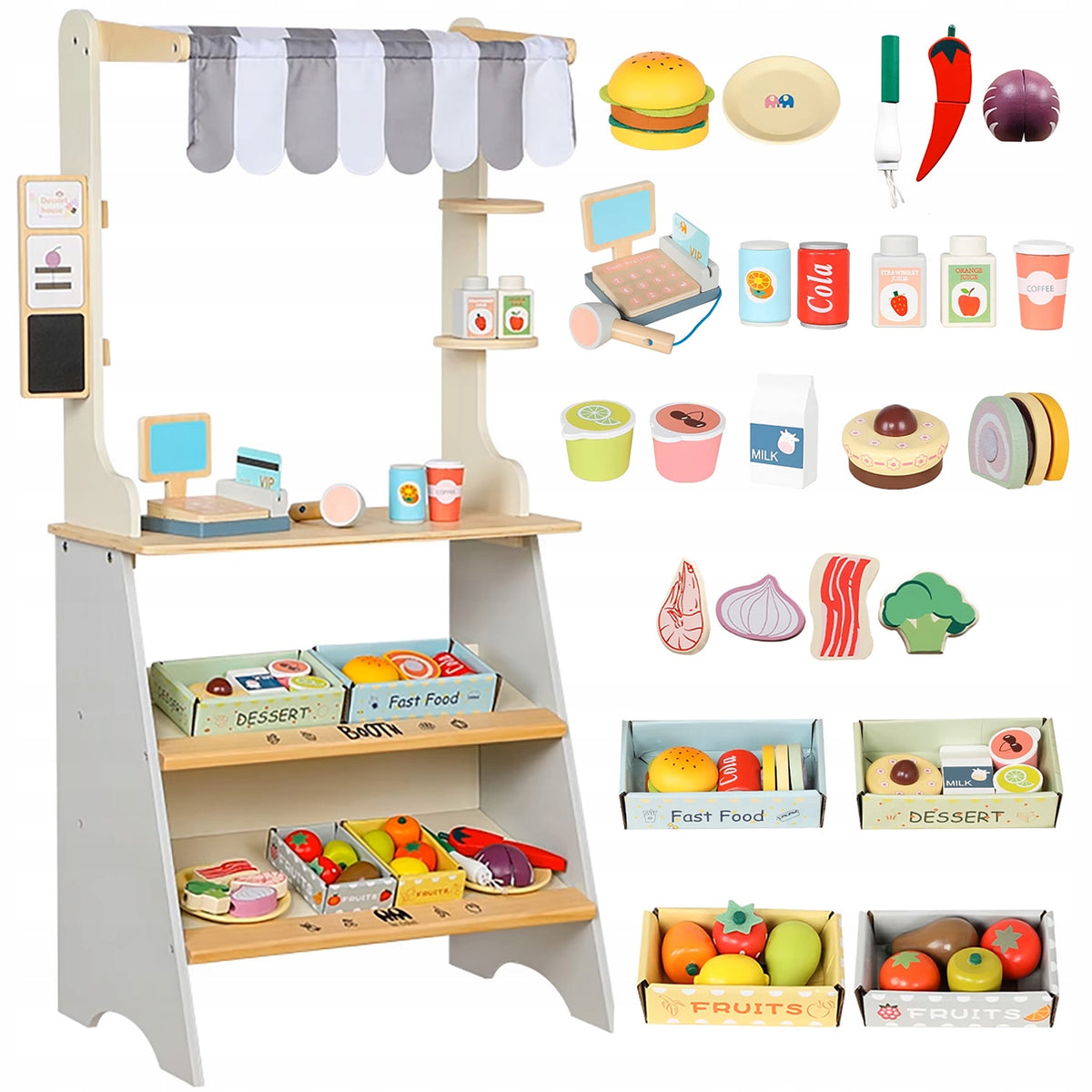 HUGE SHOP STALL WOODEN VEGETABLE GROWER SUPERMARKET + ACCESSORIES