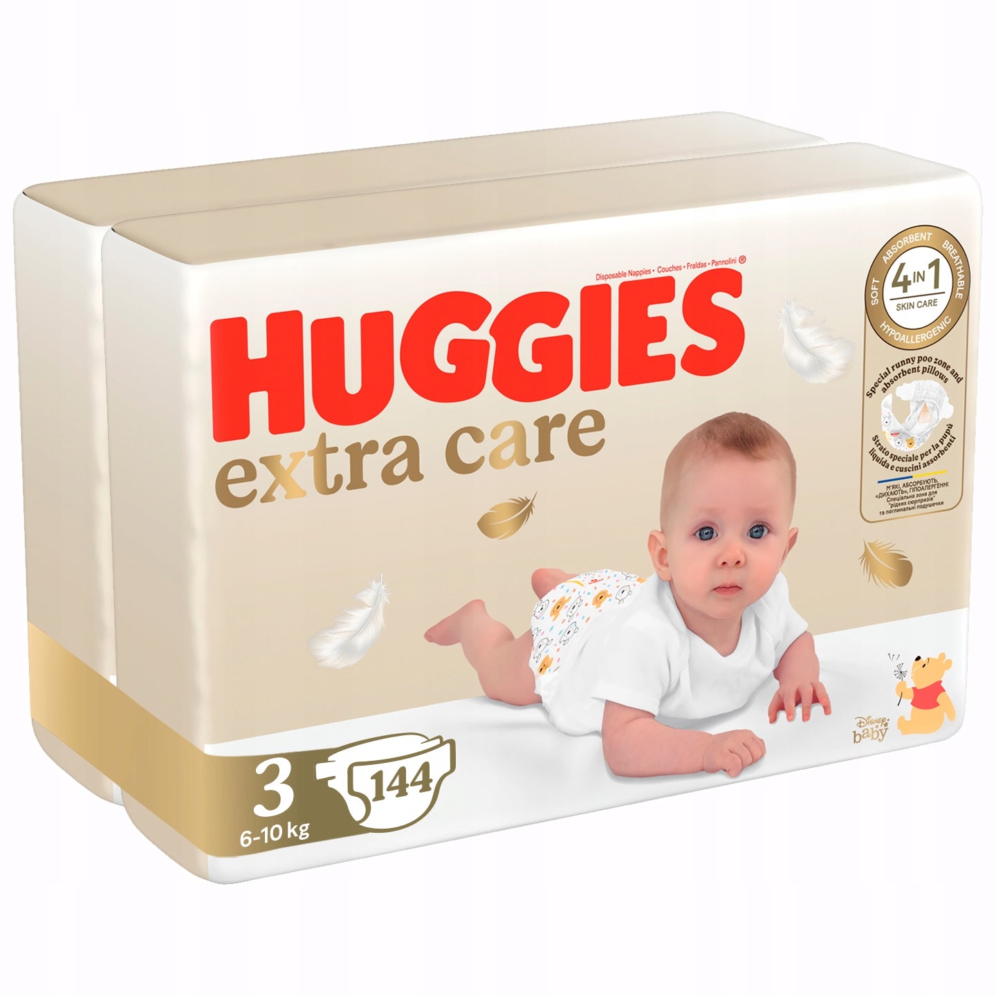 HUGGIES diapers Extra Care size 3 (6-10 kg) Mega 2x72 pcs. Packaging status original