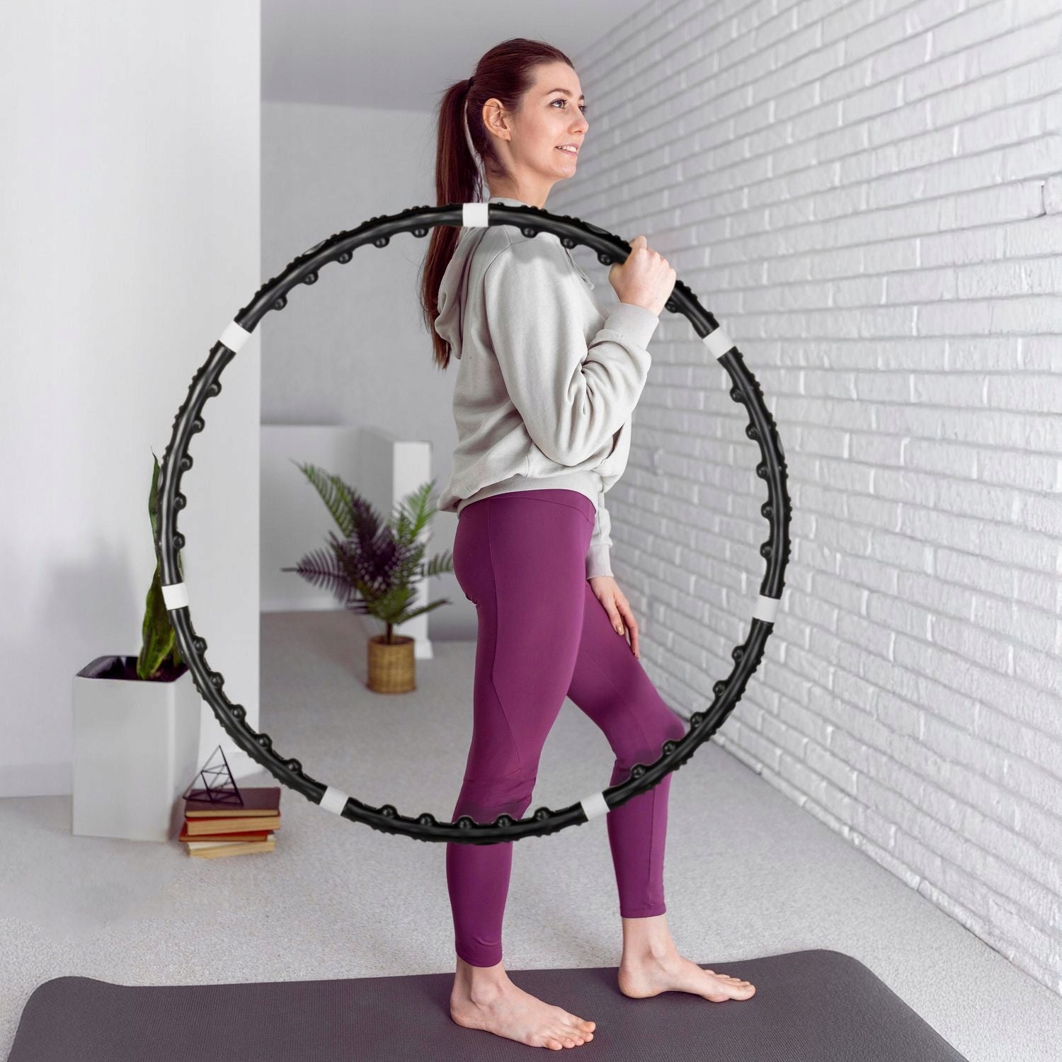 HULA HOOP FOLDING WHEEL WITH FITNESS SLIMMING MASSAGER 100CM GYMTEK Brand Gymtek