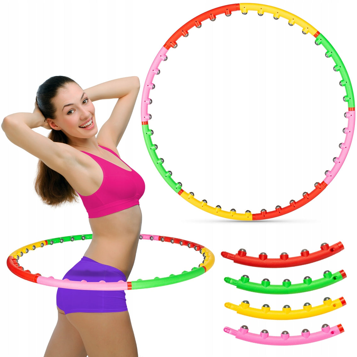HULA HOOP FOLDING WHEEL WITH FITNESS SLIMMING MASSAGER 95,5CM GYMTEK