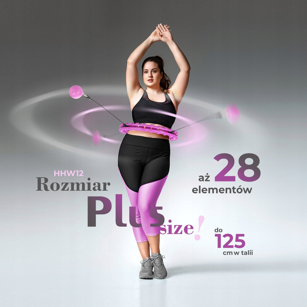 HULA HOOP SET HHW12 VIOLET WITH PROJECTIONS AND WEIGHT HMS + BELT BR163 Diameter 26 cm