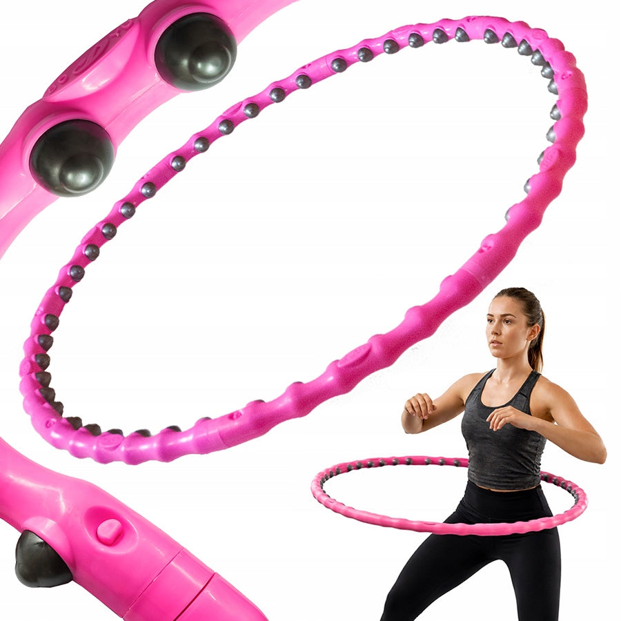 HULA HOOP WITH MASSAGE SLIMMING FOLDING FITNESS TABS 90CM 1,2kg ROSES
