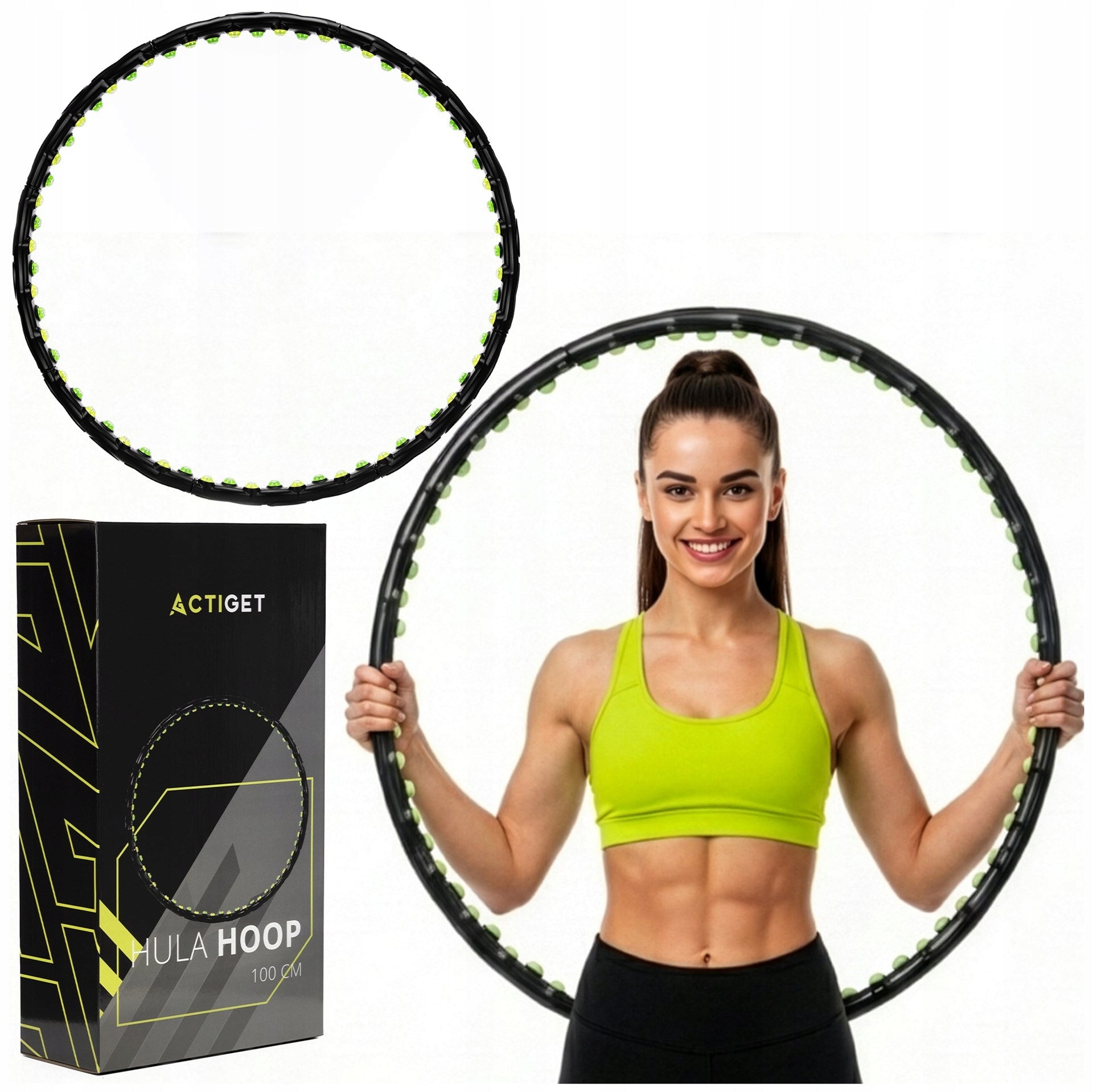HULA HOP 96cm with Massage Protrusions Folding SLIMMING FITNESS MASSAGE
