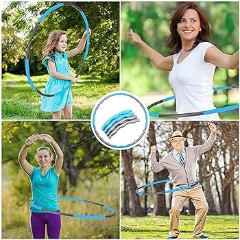 HULA HOP SLIMMING 95cm tabs foam FOLDING skipping rope scoop FREEBIE Color blue