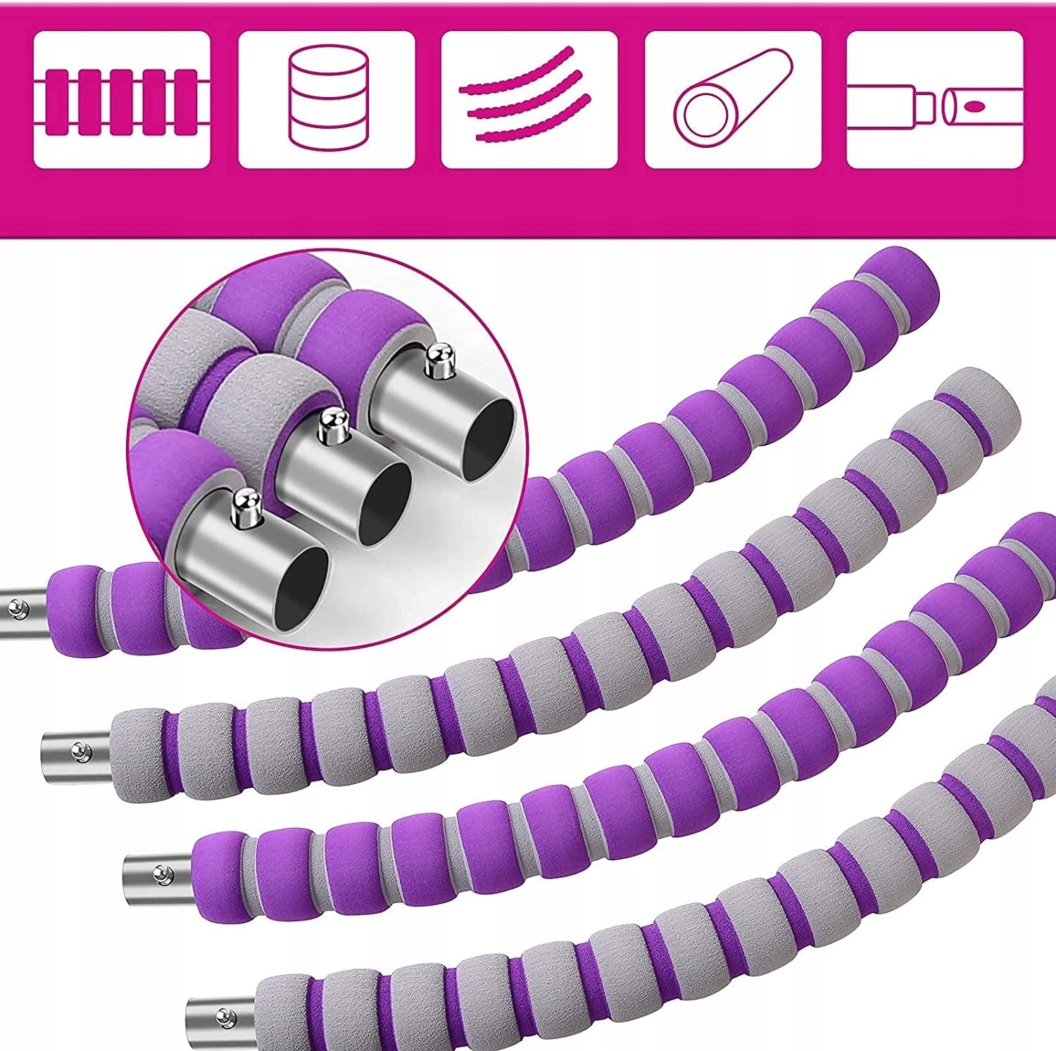 HULA HOP WITH LOAD SLIMMING FOLDING FOAM PURPLE 8el 90cm Packaging status original