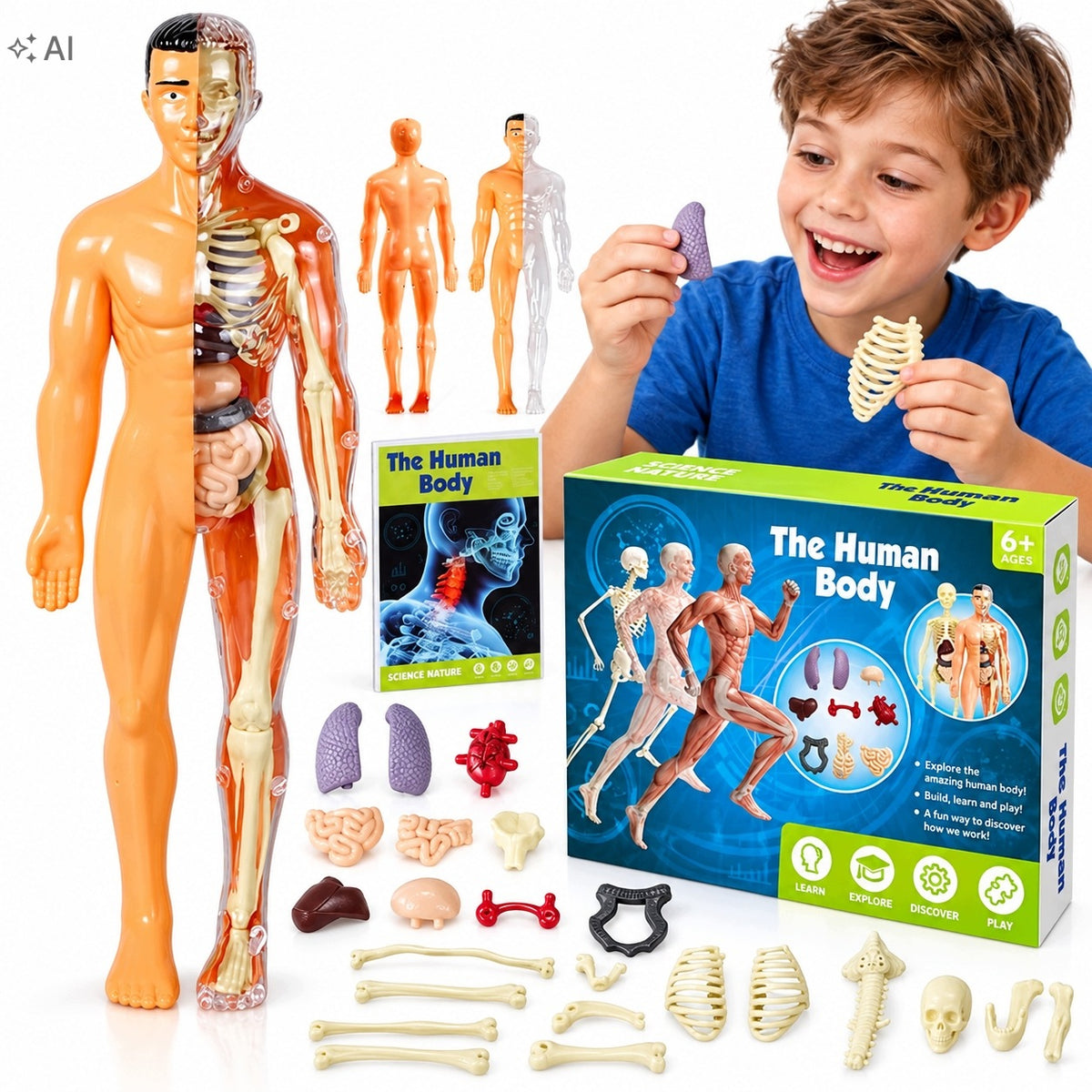 HUMAN BODY ANATOMICAL MODEL SKELETON ORGANS 3D EDUCATIONAL SET Manufacturer code MODEL CZLOWIEKA
