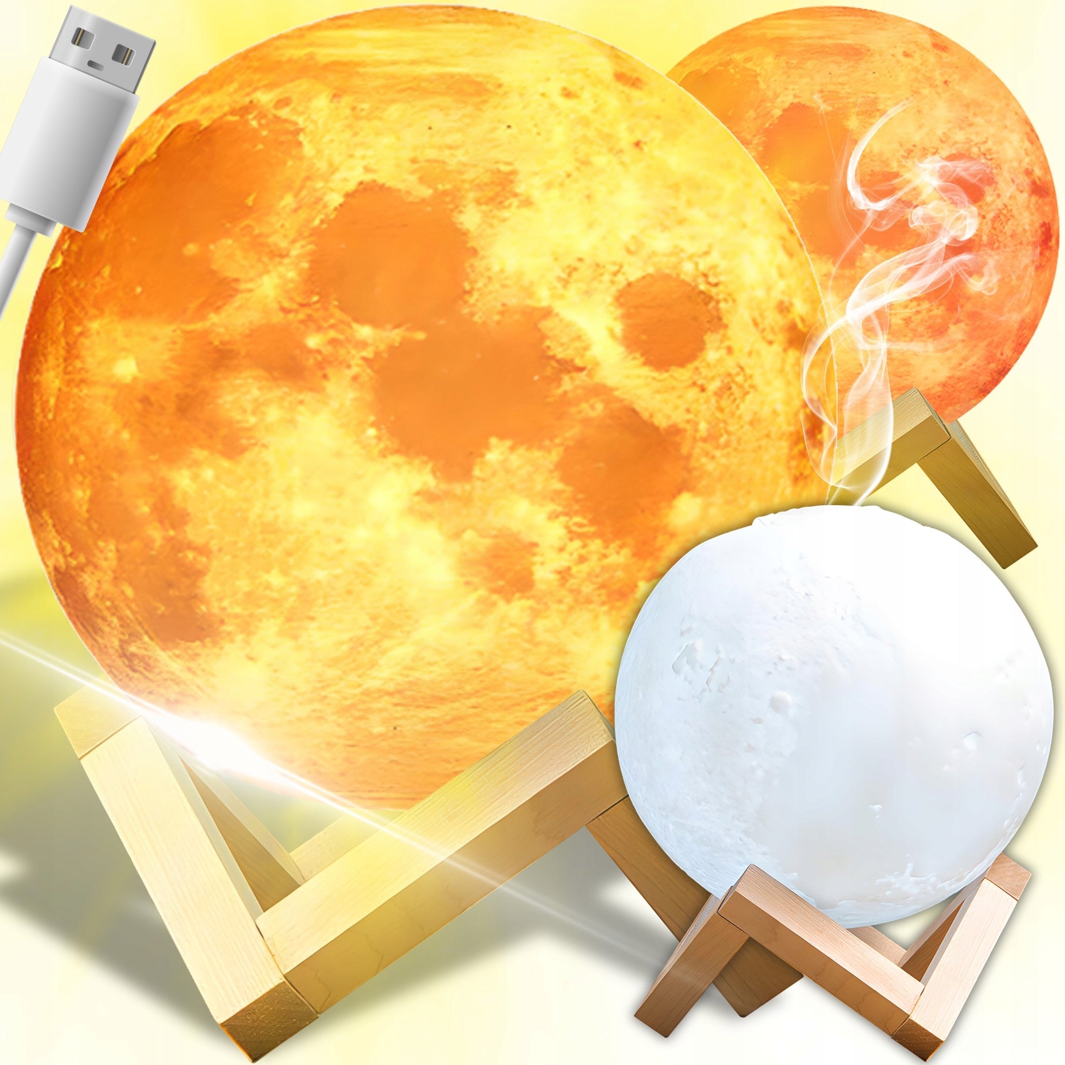 HUMIDIFIER AIR DIFFUSER FRAGRANCE 3 COLORS NIGHT LIGHT MOON USB QUIET