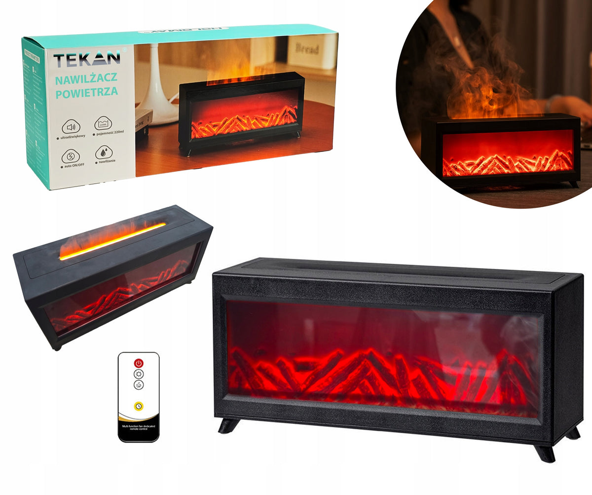 HUMIDIFIER AIR FIREPLACE NIGHT LIGHT FLAME EFFECT LED DIFFUSER REMOTE CONTROL