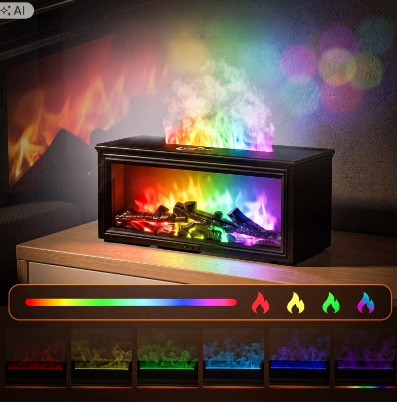 HUMIDIFIER AROMA DIFFUSER FIREPLACE ILLUMINATED + OILS REMOTE CONTROL Packaging status original