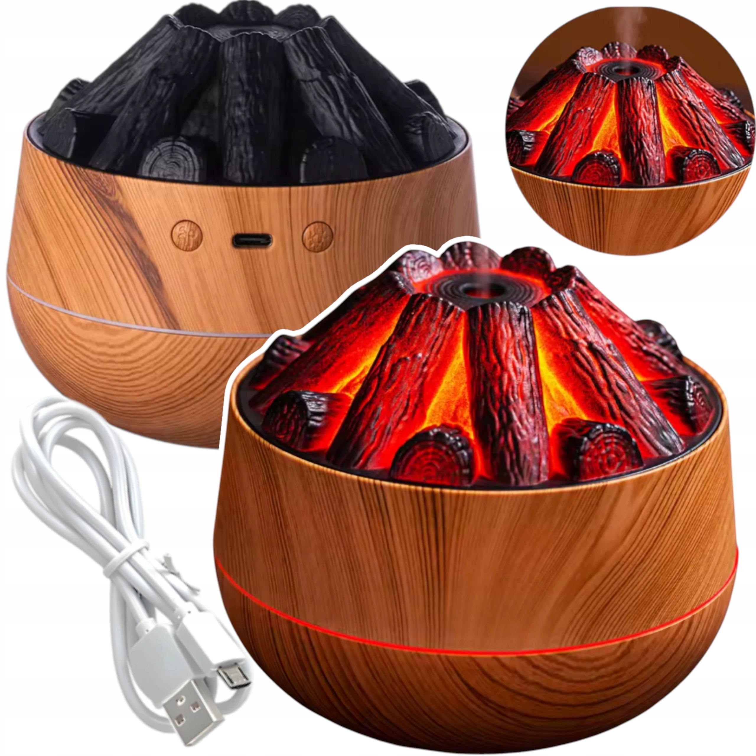 HUMIDIFIER DIFFUSER AROMATHERAPY LED IMITATION FIREPLACE USB Packaging status original