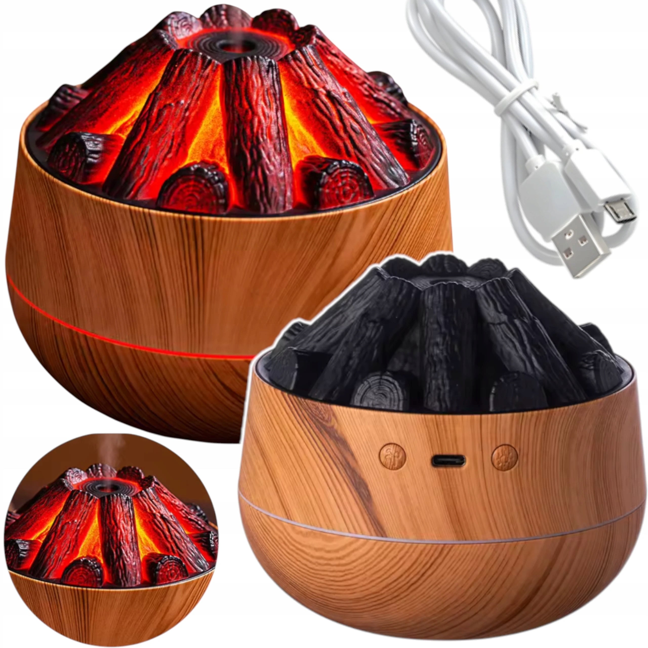 HUMIDIFIER DIFFUSER AROMATHERAPY LED IMITATION FIREPLACE USB