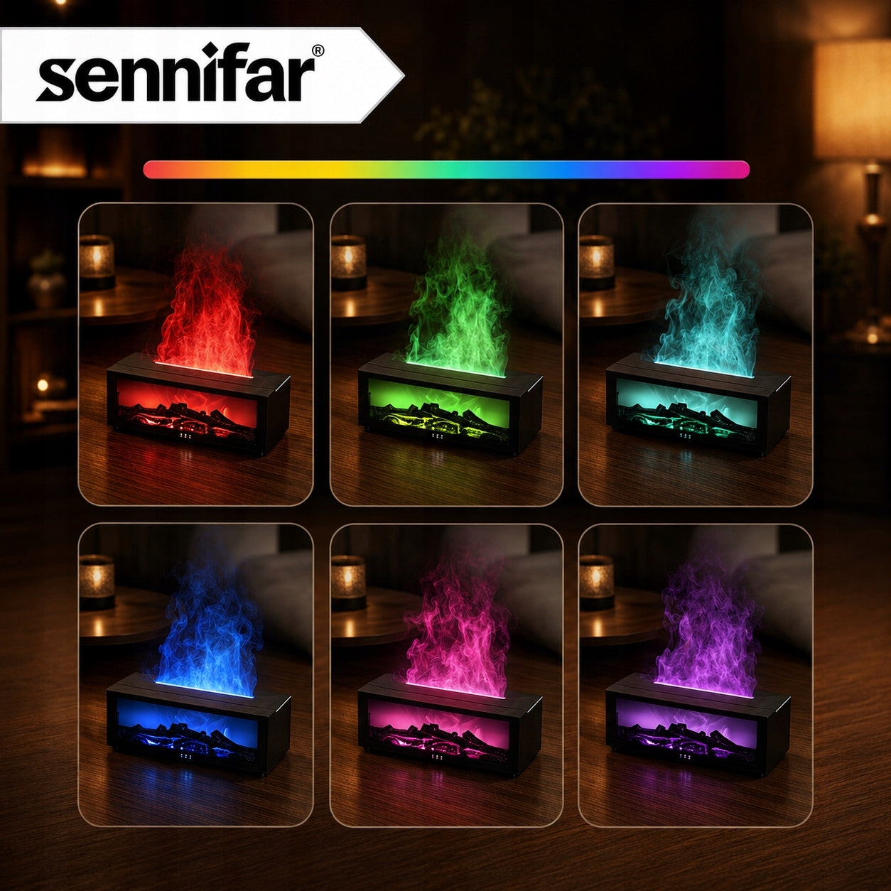 HUMIDIFIER DIFFUSER NIGHT LIGHT FIREPLACE LED FLAME EFFECT LARGE Manufacturer code A4 Humidifier