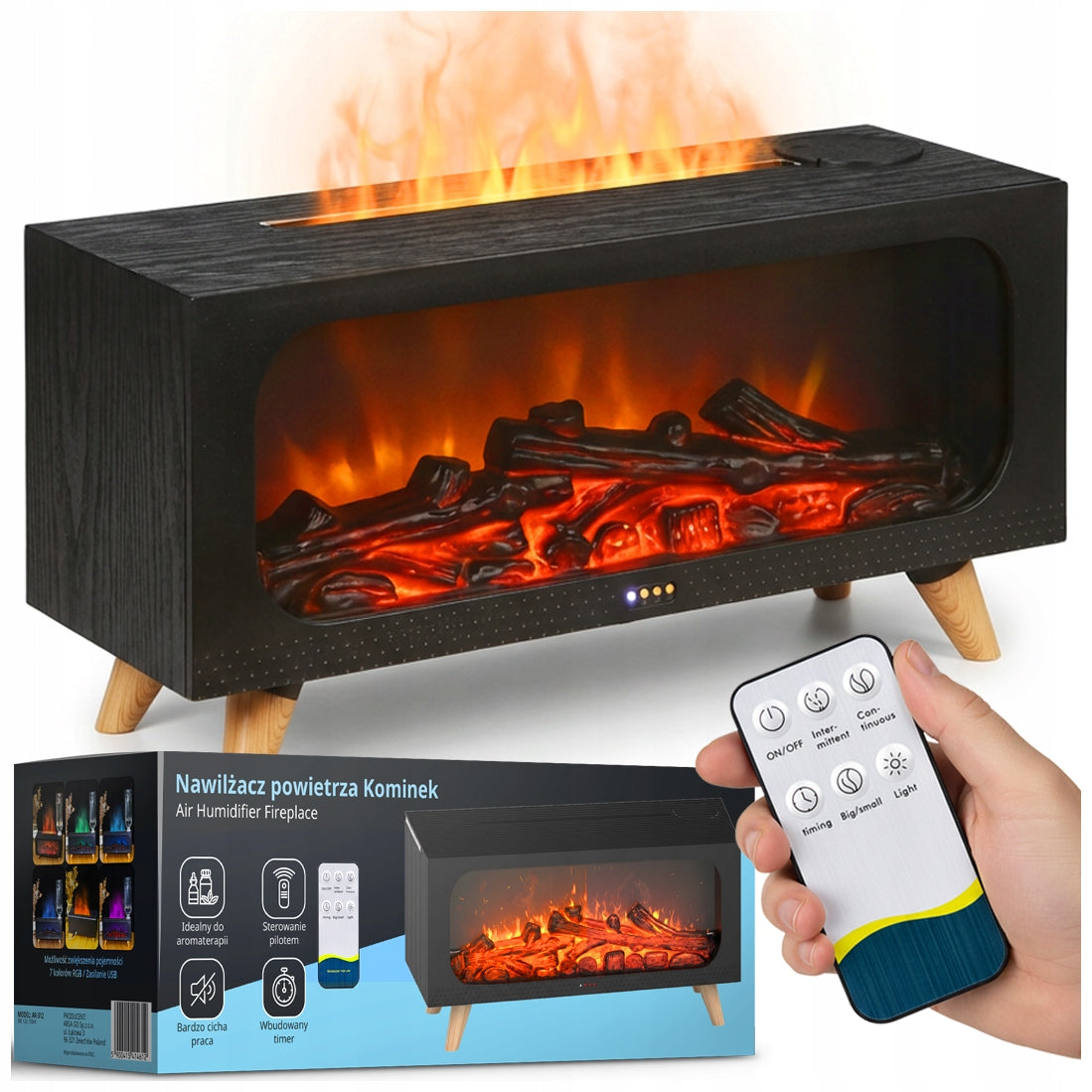 HUMIDIFIER FIREPLACE AROMA DIFFUSER NIGHT LIGHT LED TIMER +PILOT