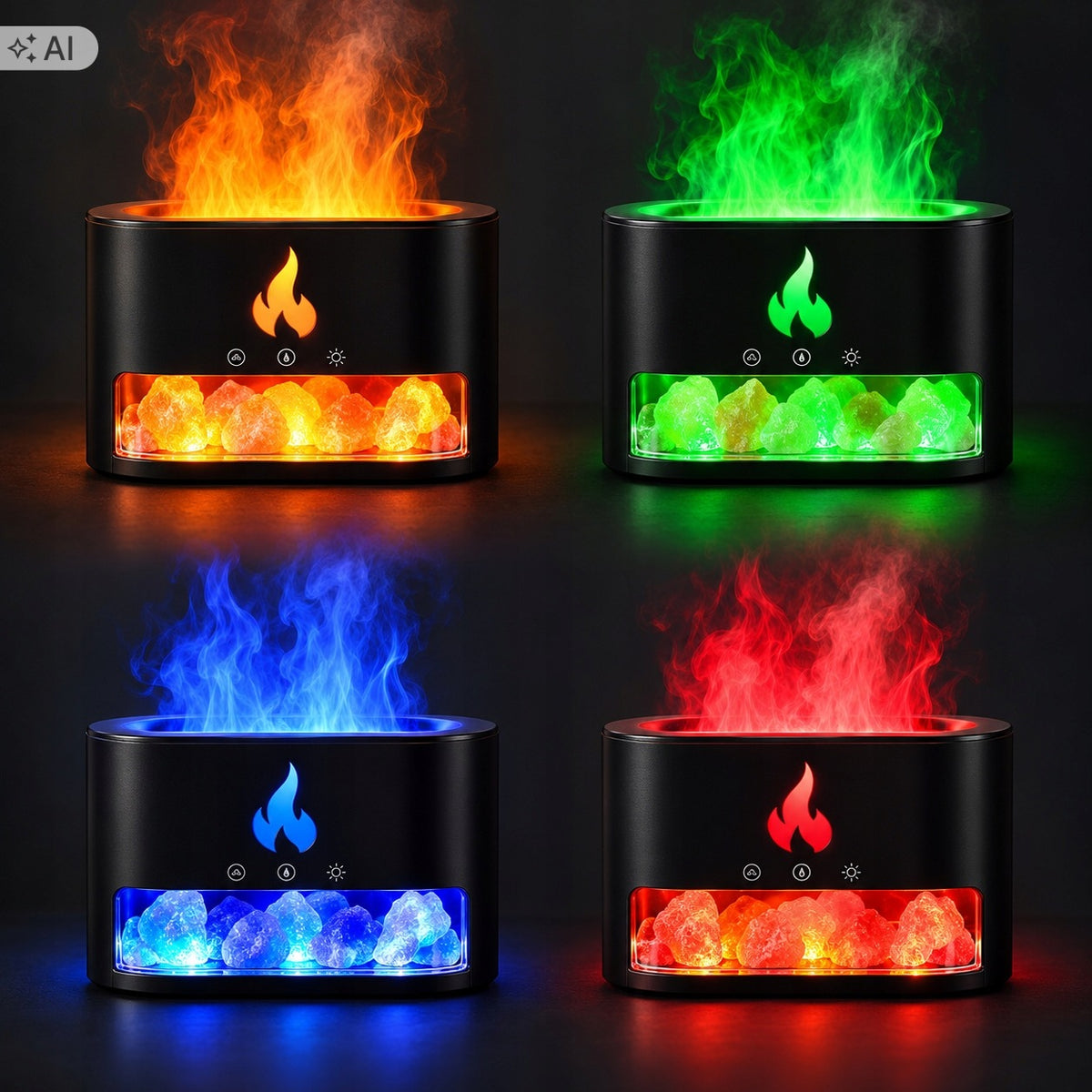 HUMIDIFIER FIREPLACE LAMP LED AROMATHERAPY DIFFUSER COLORS SALT Medical device no