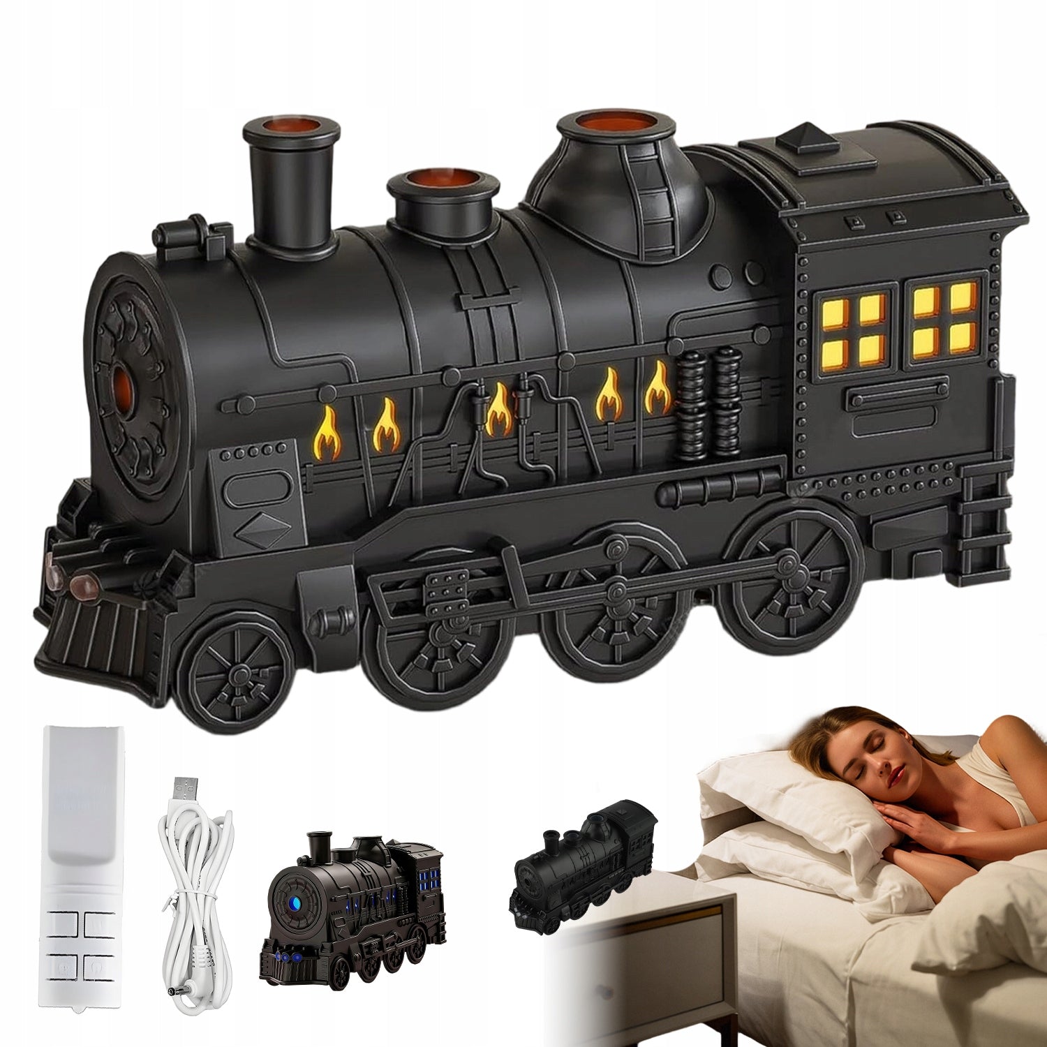 HUMIDIFIER LOCOMOTIVE 300ML DIFFUSER AROMATHERAPY USB
