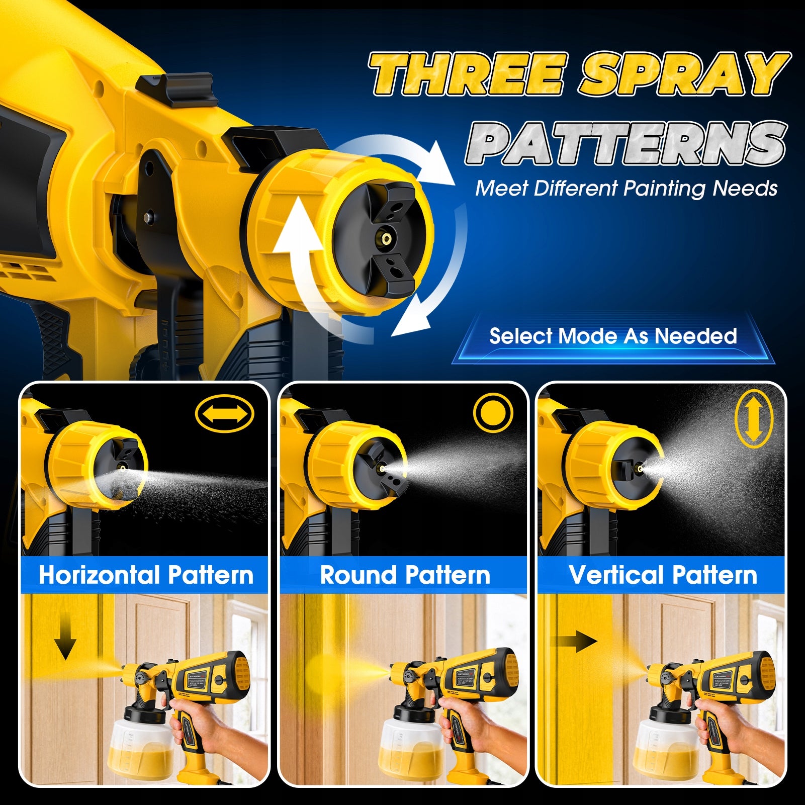 HVLP 850W Electric Spray Gun With 3 Spray Modes. US Plug Manufacturer code JT000086ACAYE