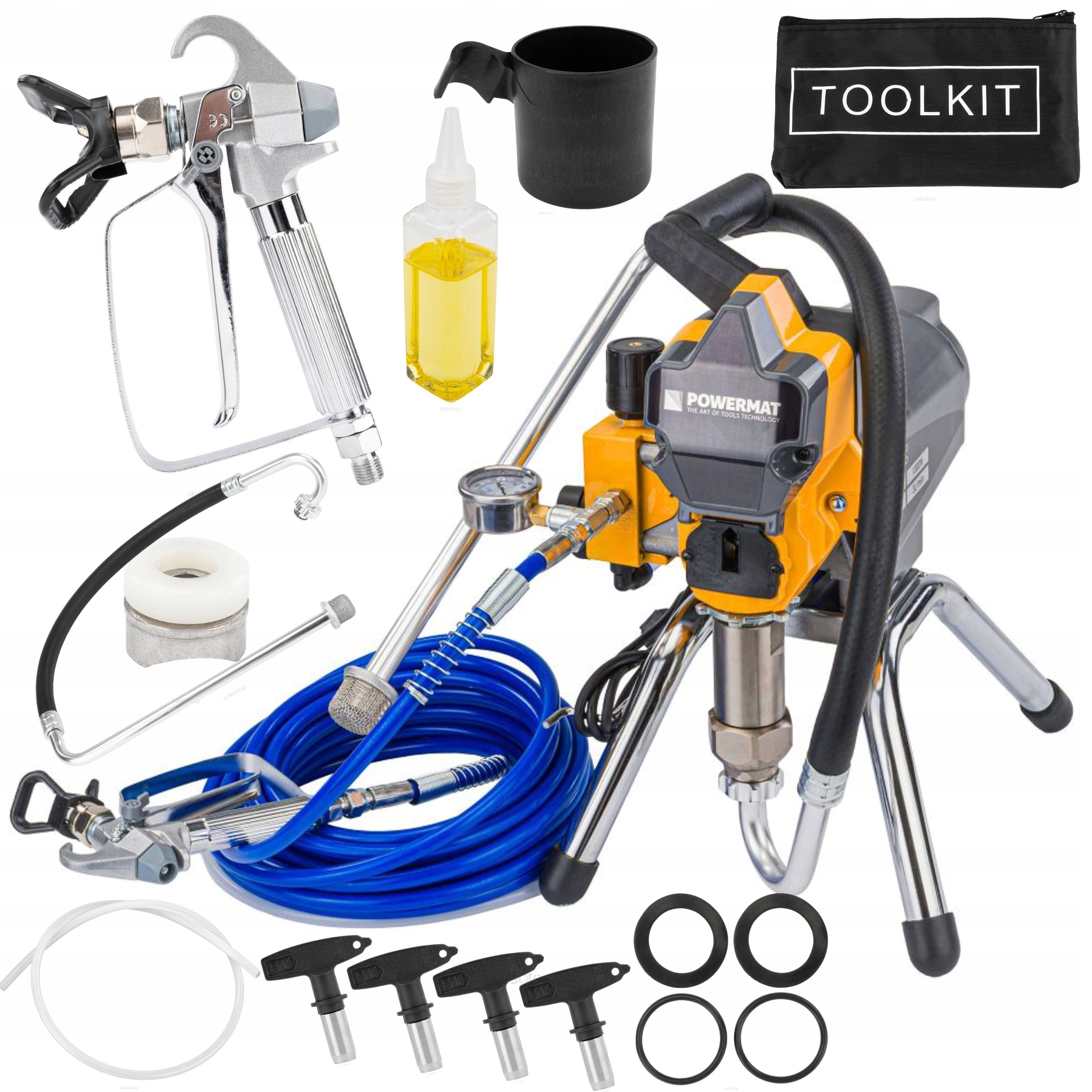 HYDRODYNAMIC PAINT SPRAYER 1300W HOSE 15M 4X NOZZLE 230 BAR 3 L/MIN