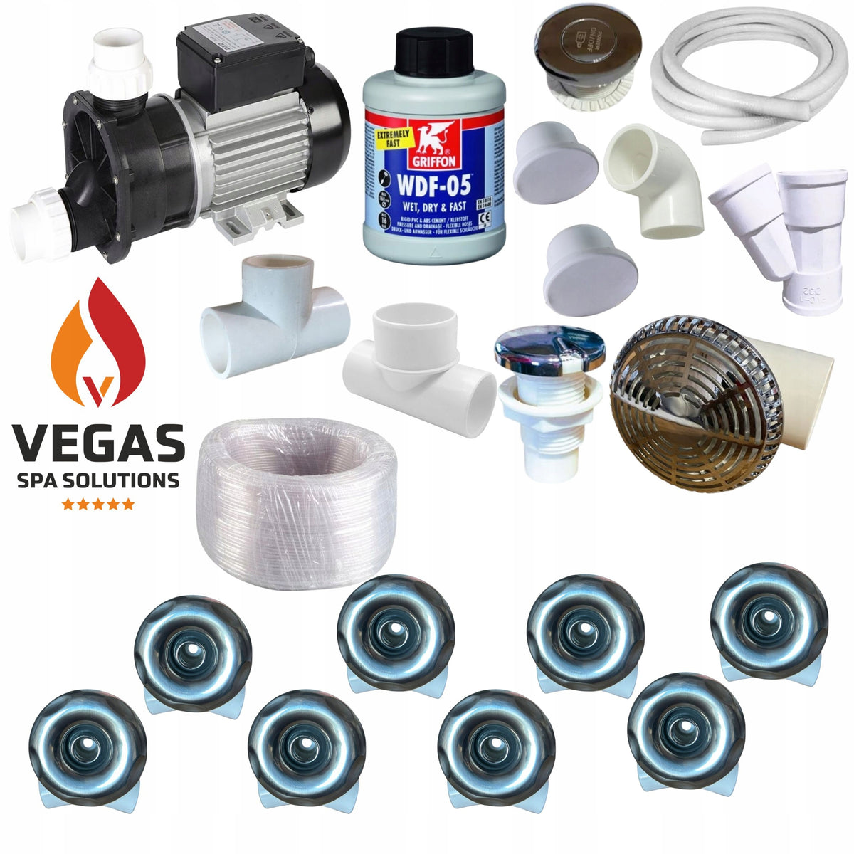 HYDROMASSAGE KIT Pump 1100 W 8 nozzles for Bathtub Jacuzzi Balii Installation