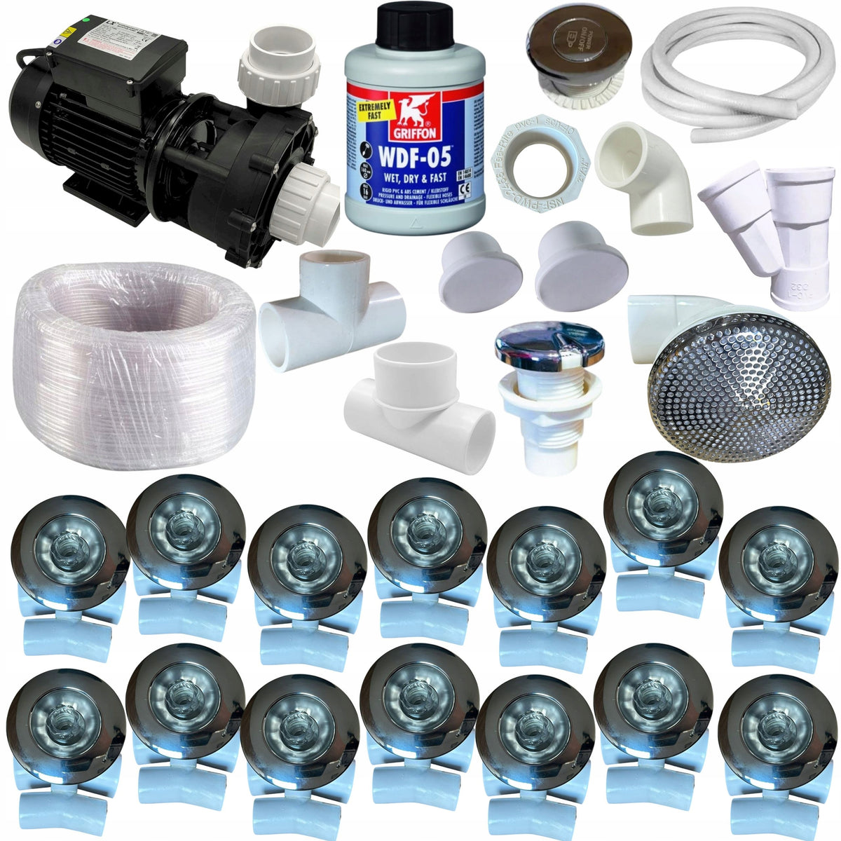 HYDROMASSAGE KIT Pump 1500W 14 Nozzles for Bathtub Installation Jacuzzi Bali