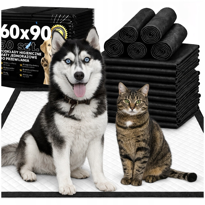 HYGIENE PADS MAT BLACK LARGE FOR CAT DOG 60*90cm 50PCS