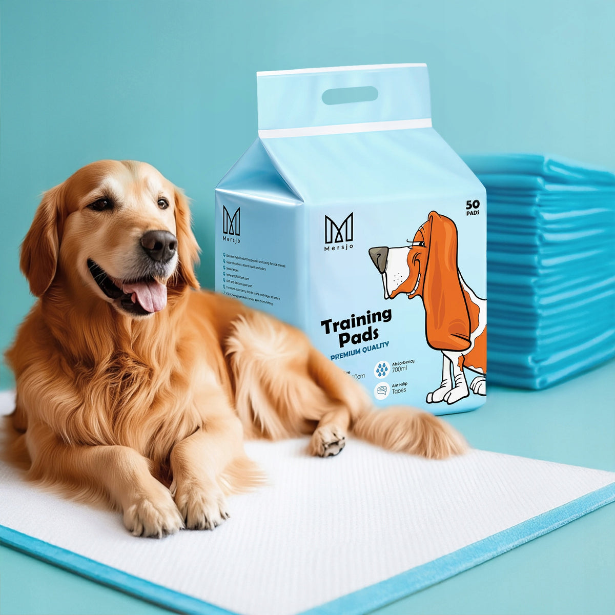 HYGIENIC PADS Absorbent MATS FOR DOGS learning to pee MERSJO 90x60 50pcs Brand Mersjo