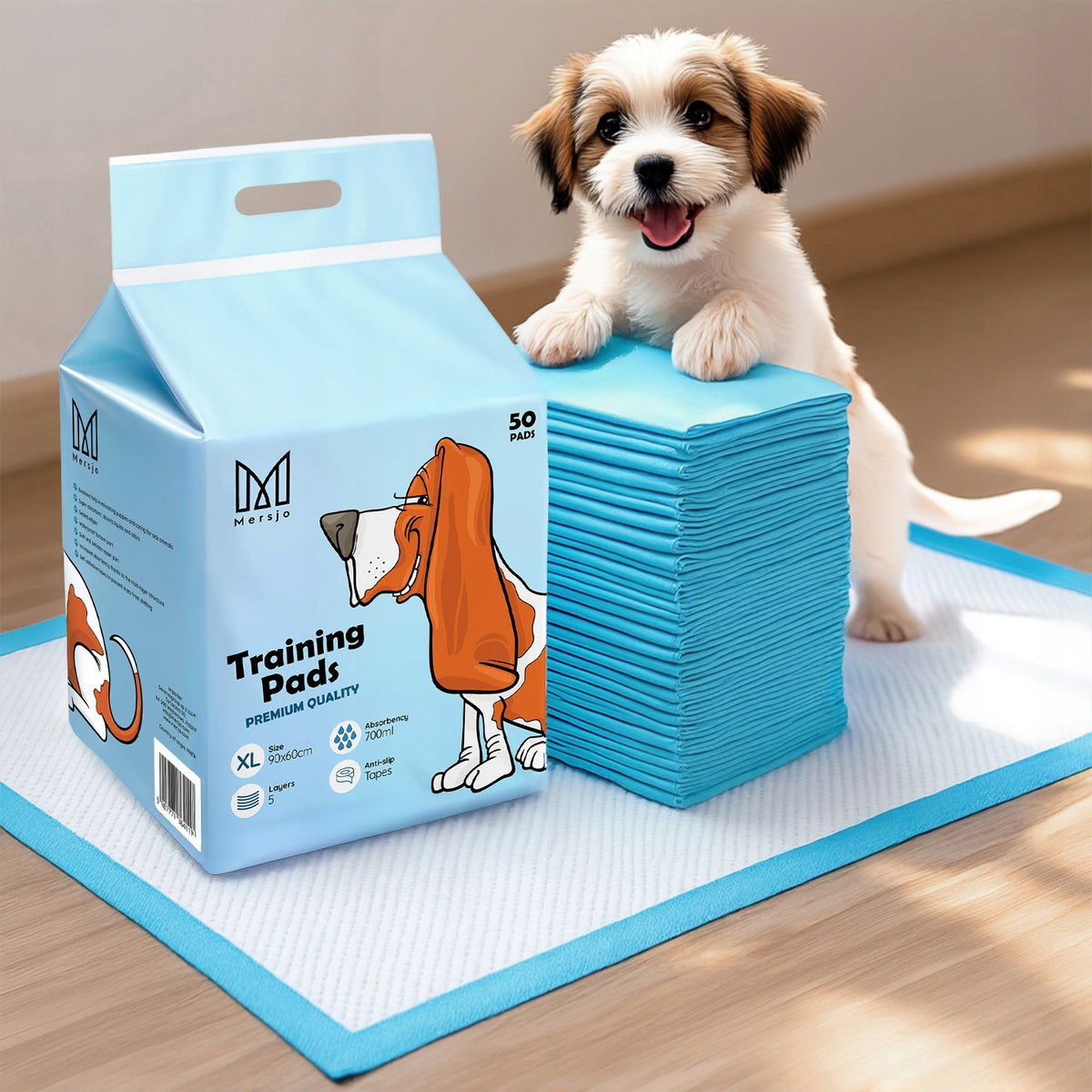 HYGIENIC PADS Absorbent MATS FOR DOGS learning to pee MERSJO 90x60 50pcs Packaging status original