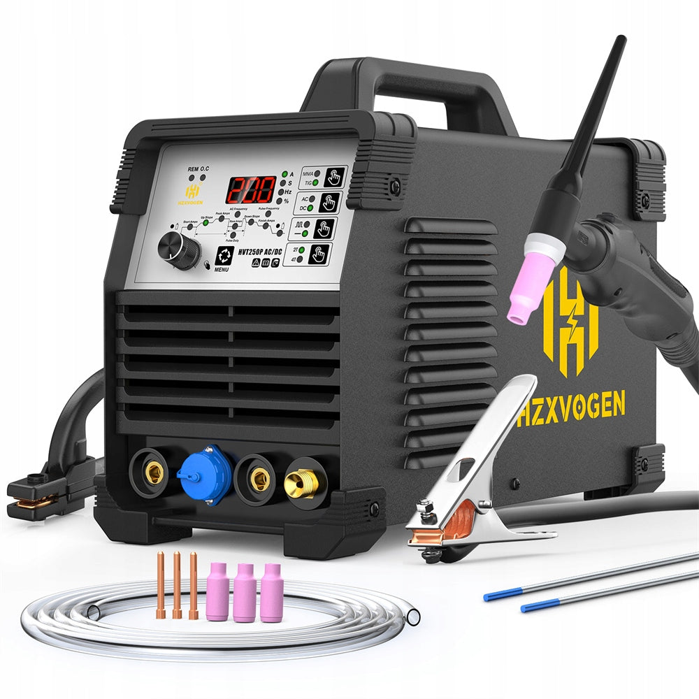 HZXVOGEN HVT250P AC/DC HF TIG Aluminum Welder with Argon, Precise Digital Pulse Control