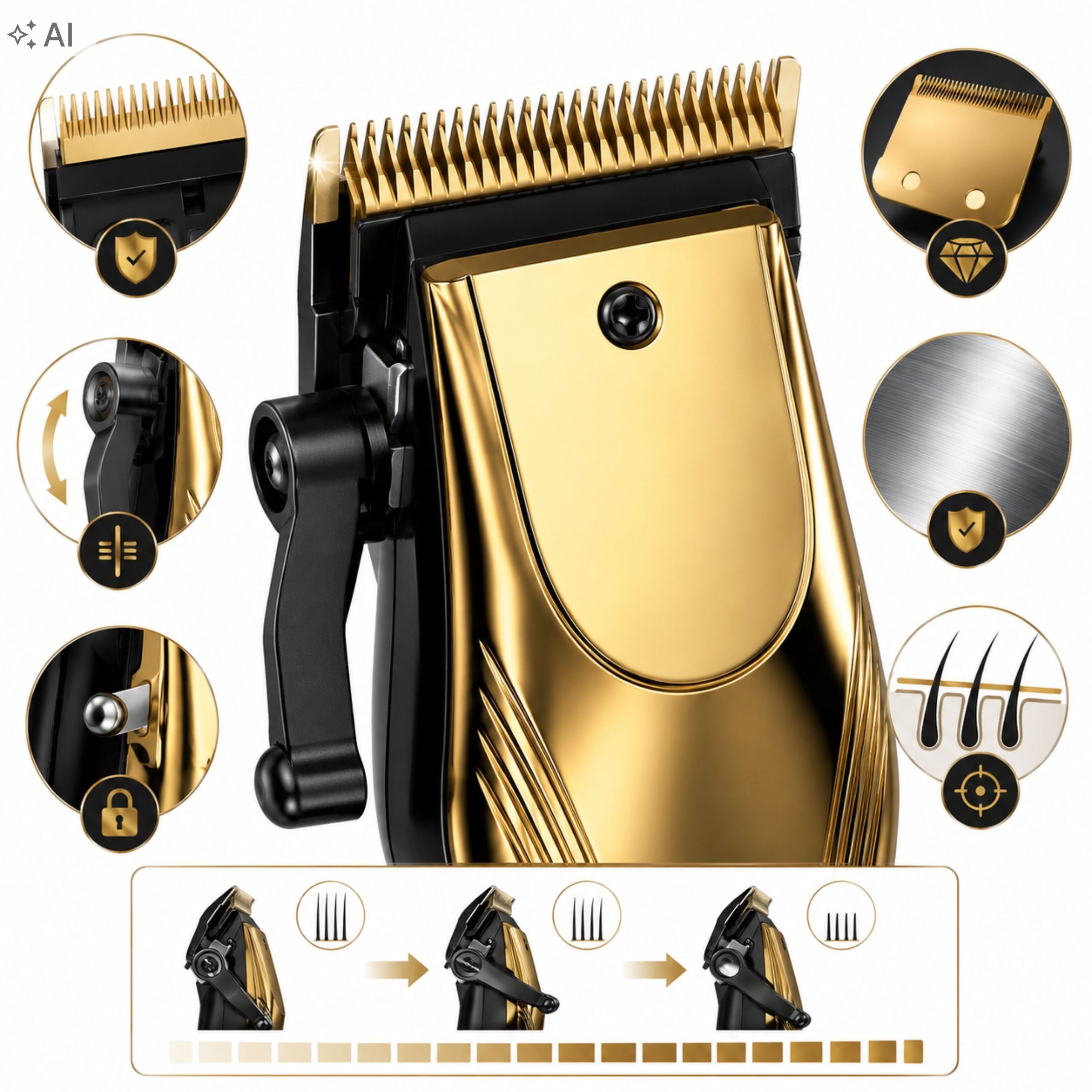 Hair Clipper Beard Barber LED USB Titanium Blades 180min Medical device no