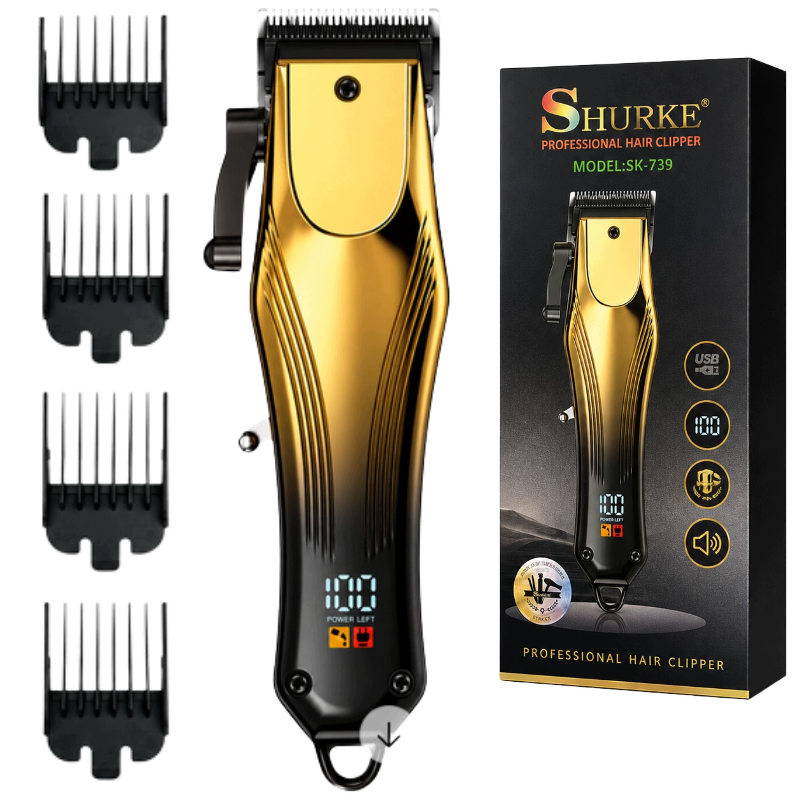 Hair Clipper Beard Barber LED USB Titanium Blades 180min