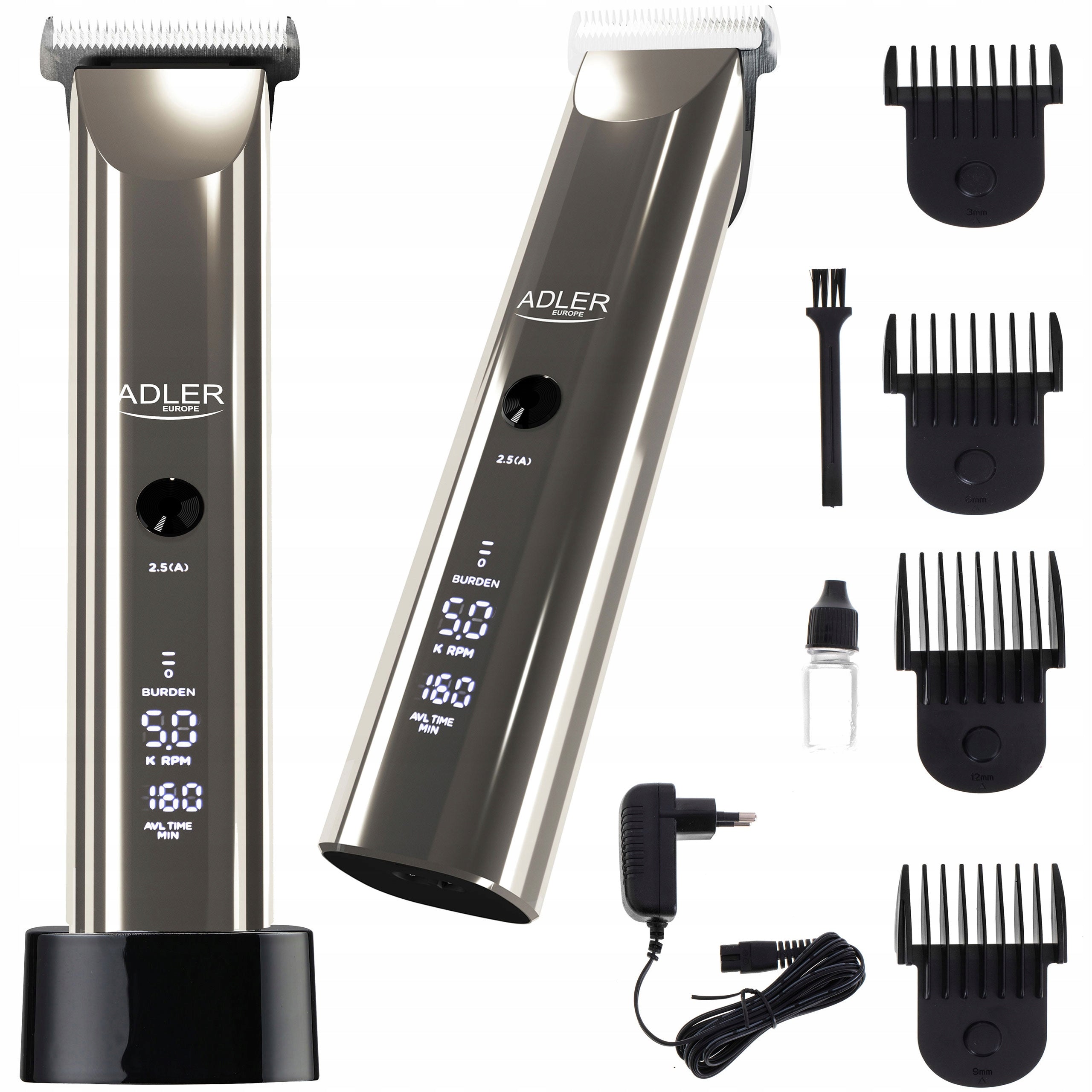 Hair Clipper Beard Wireless LCD 5 Speeds 3-12mm Adler AD 2834