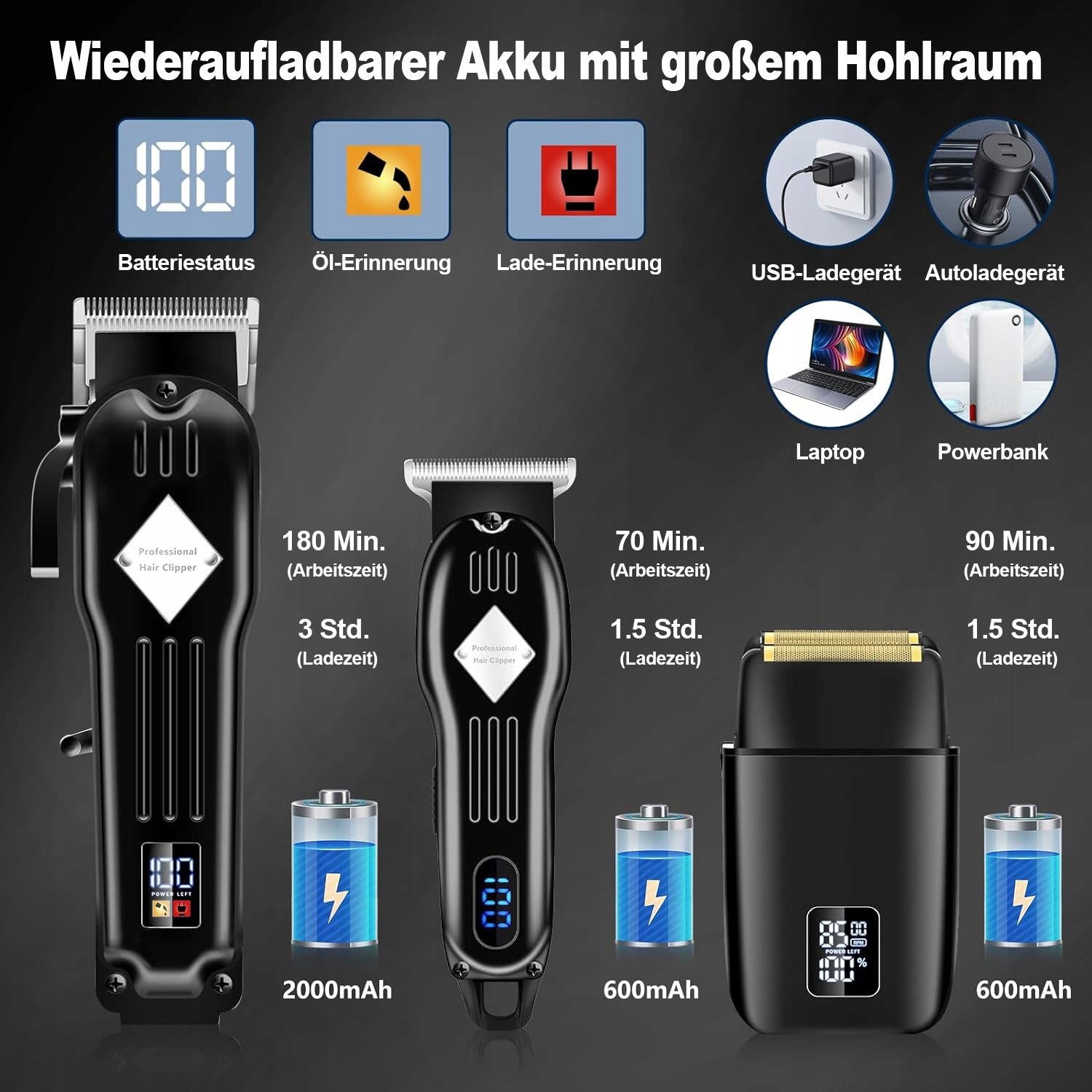 Hair Clippers Men Beard Trimmer Cordless Grooming Kit Black Home Barber Manufacturer code BHSDNVIJ5NOSV
