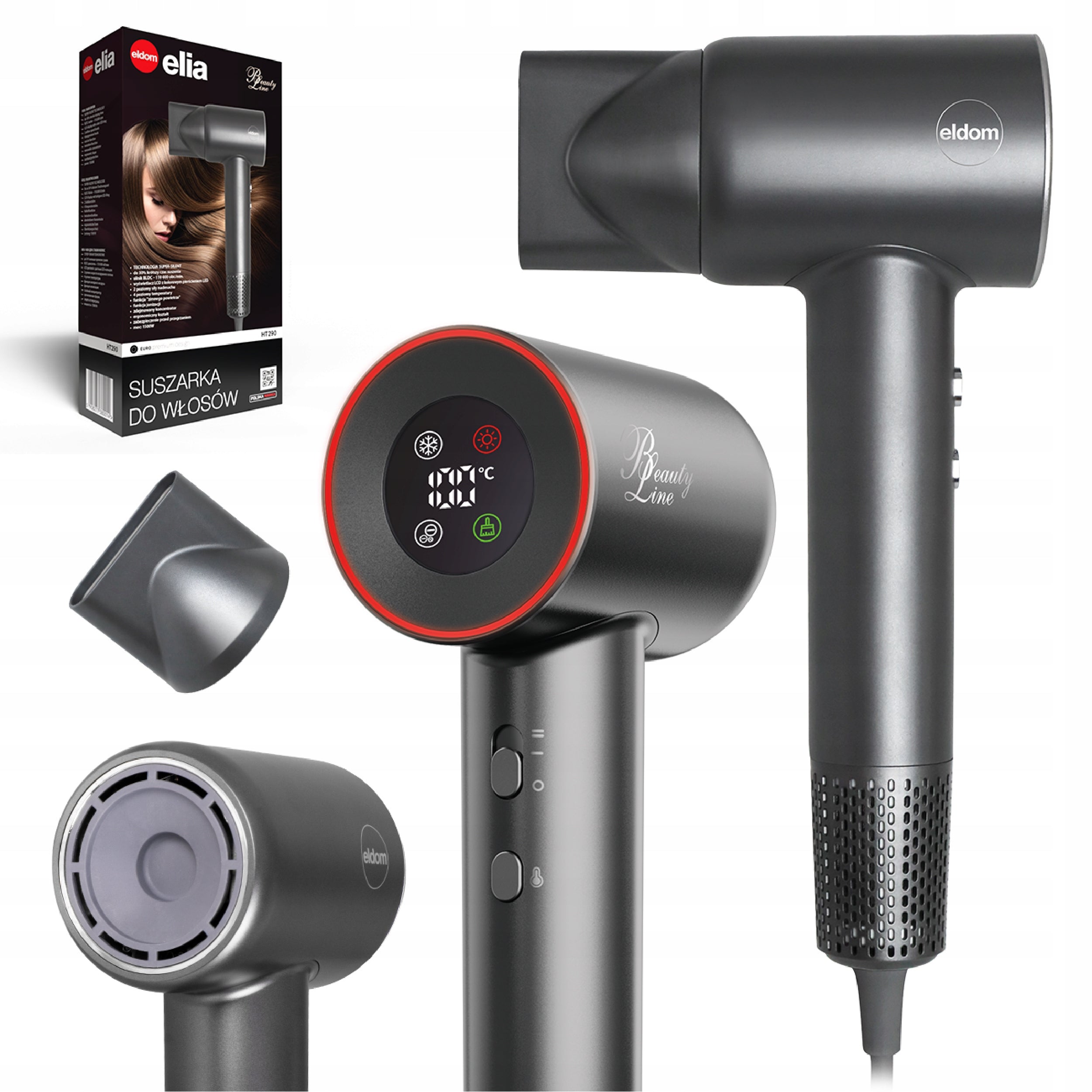 Hair Dryer 1500W with Ionization 2 Speed 4 Temperature LED HT290