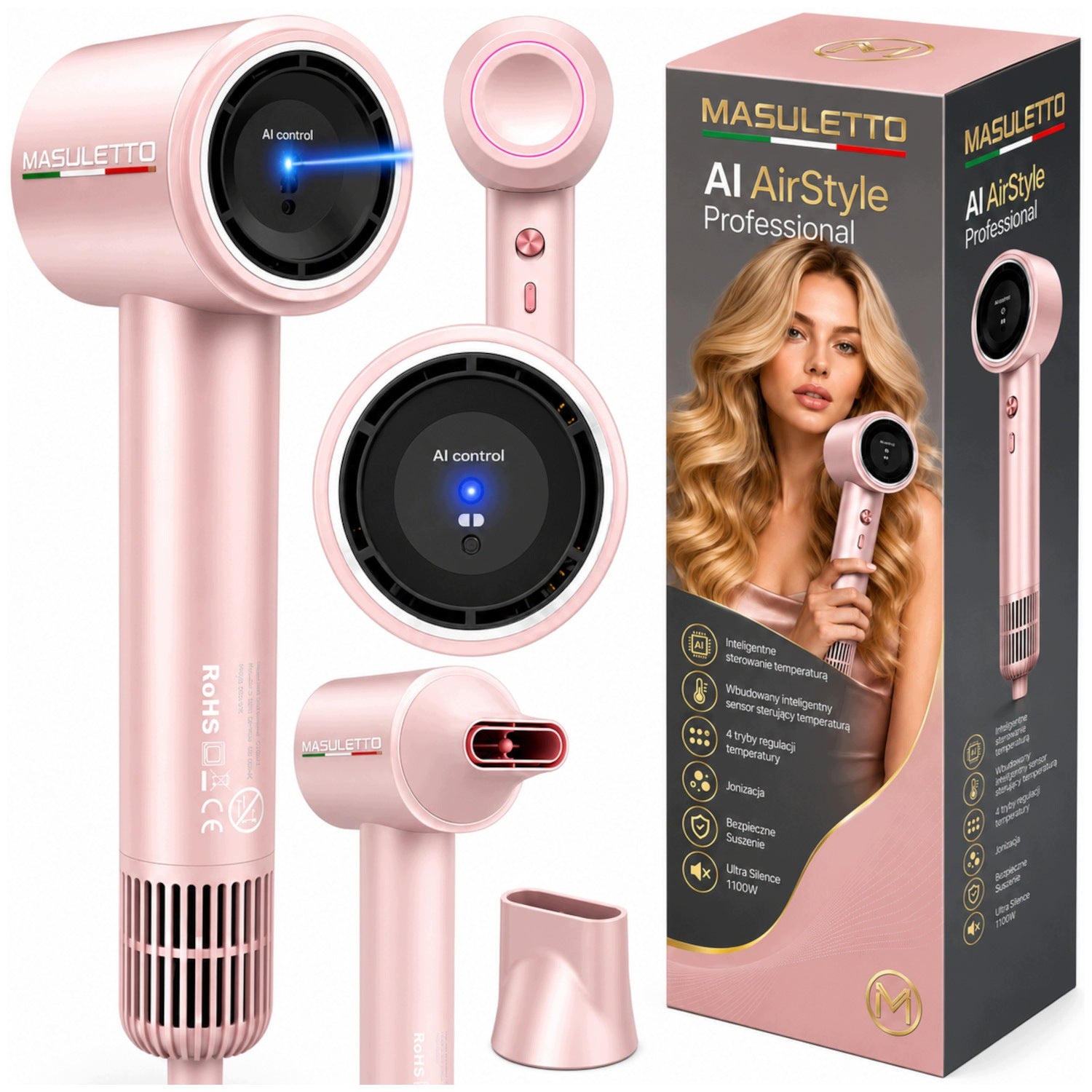 Hair Dryer Intelligent AI with Sensor Temperature Control Mode