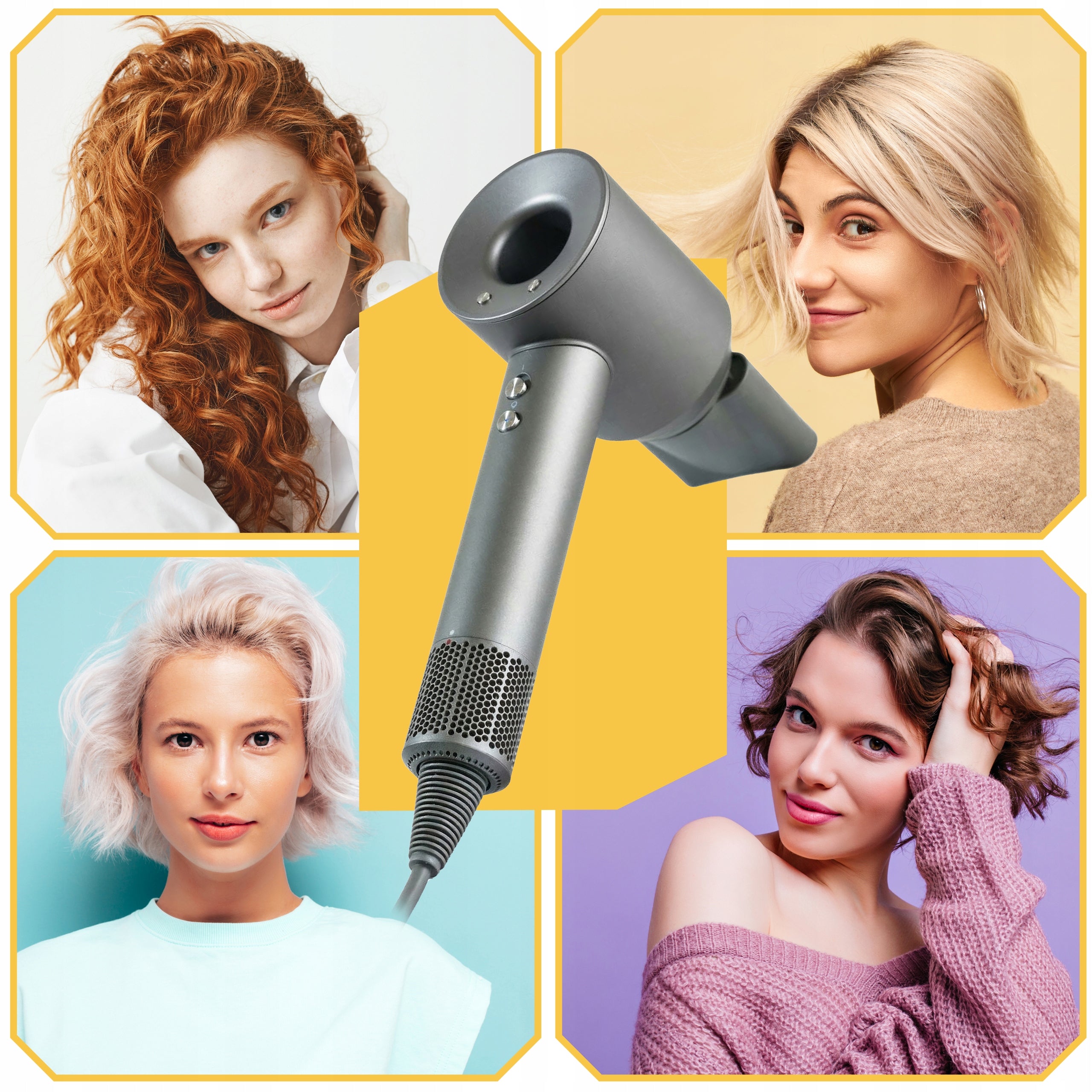 Hair Dryer PROFESSIONAL Diffuser 4 Nozzles MULTIFUNCTIONAL Strong Lightweight Packaging status original