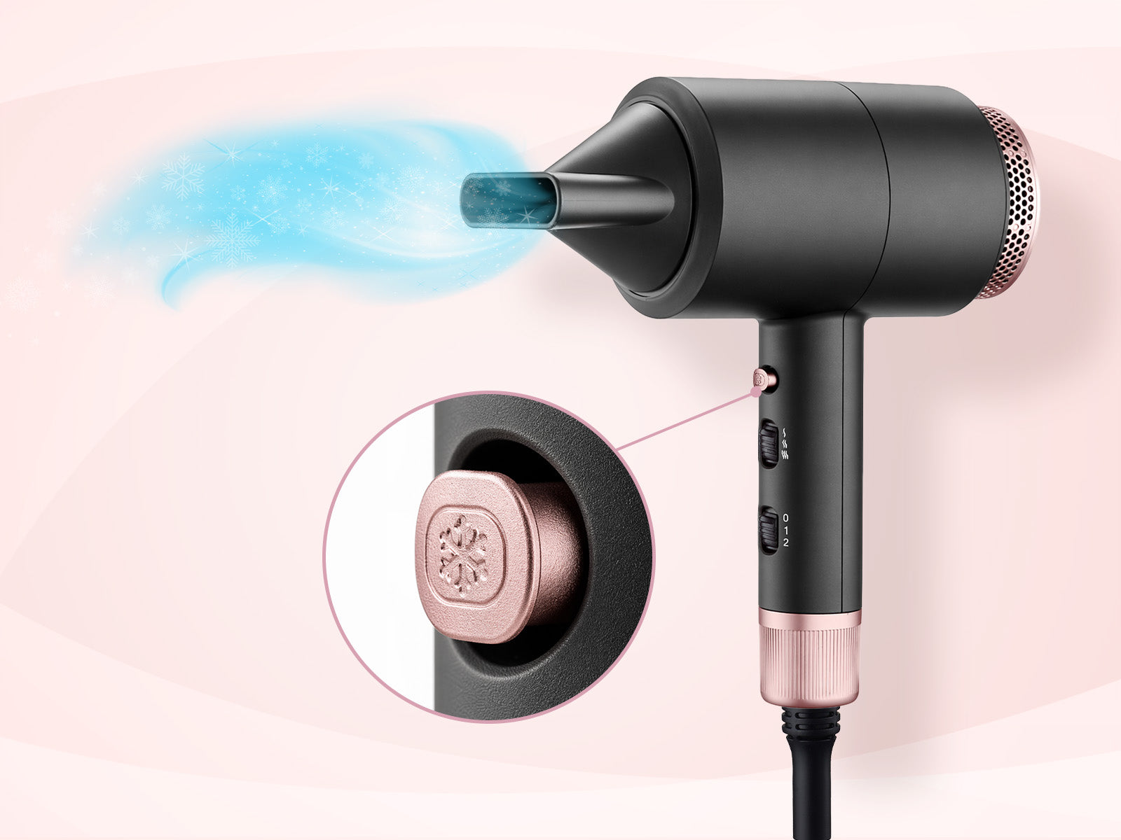 Hair Dryer with Ionization Diffuser Concentrator Strong Professional Packaging status original