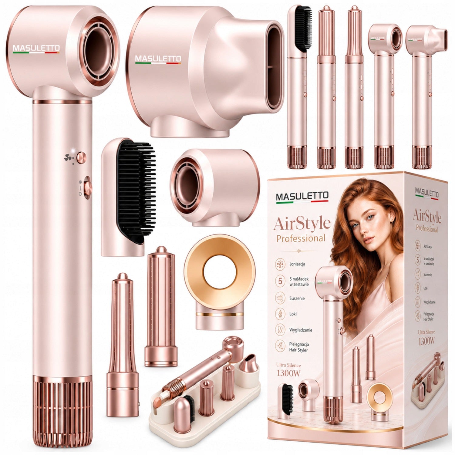 Hair Dryer with Ionization Strong Multifunctional 1300W Overlays Mode 5in1