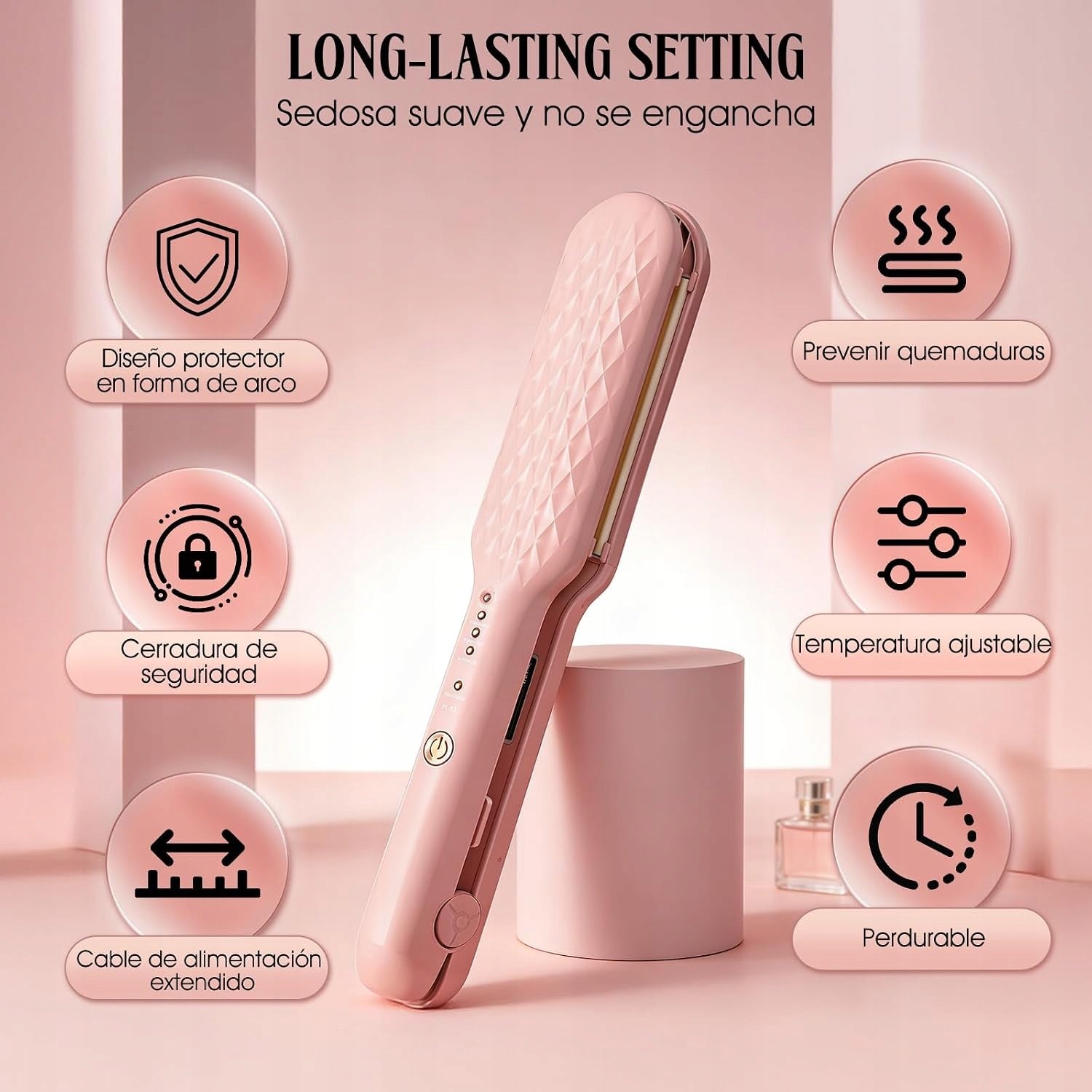Hair Straightener 2 in 1 Straightener Curler Pink WIRED Packaging status original