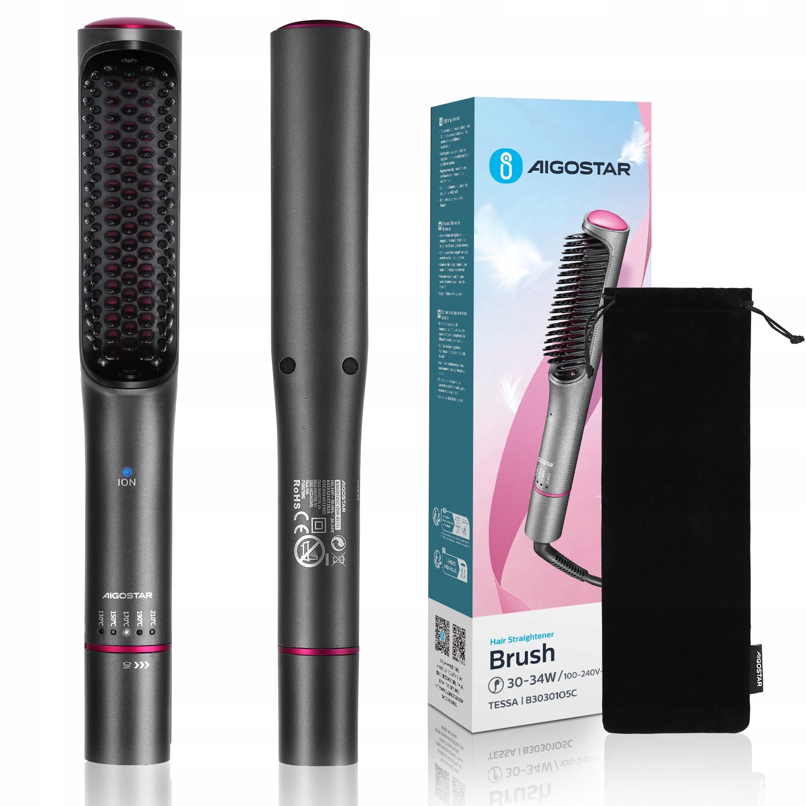Hair Straightener 2in1 Comb Suitable for Travel 100 – 240V