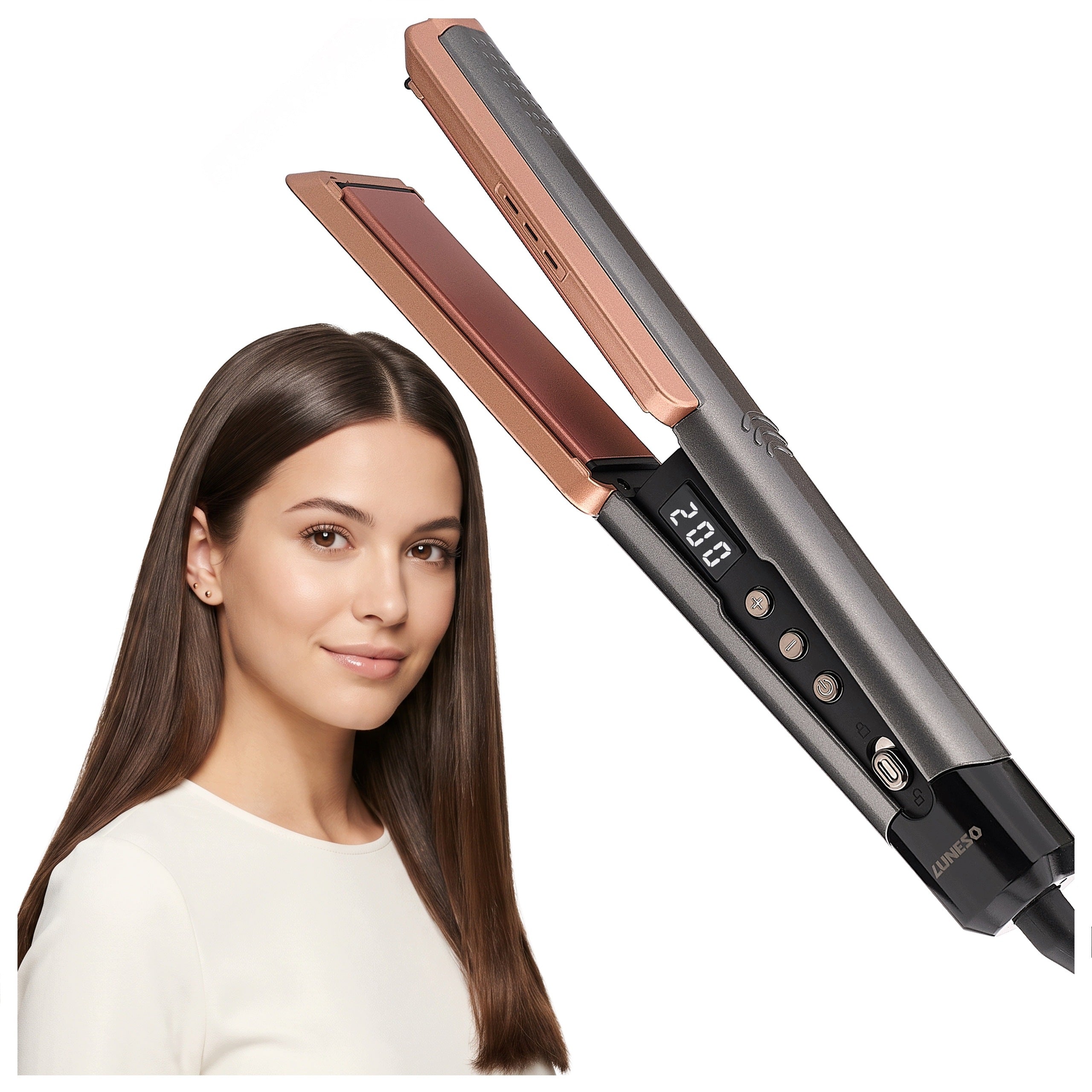 Hair Straightener Ionization Ceramic Tile 38mm Adjustable Luneso 770