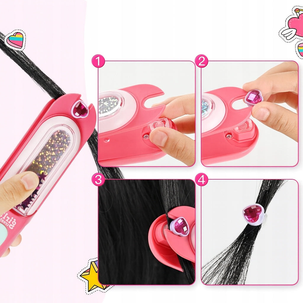 Hair Styling Set Ornaments Beads Diamonds Toy Creative Kids Manufacturer code Zestaw do Ozdabiania Włosów Pasemek